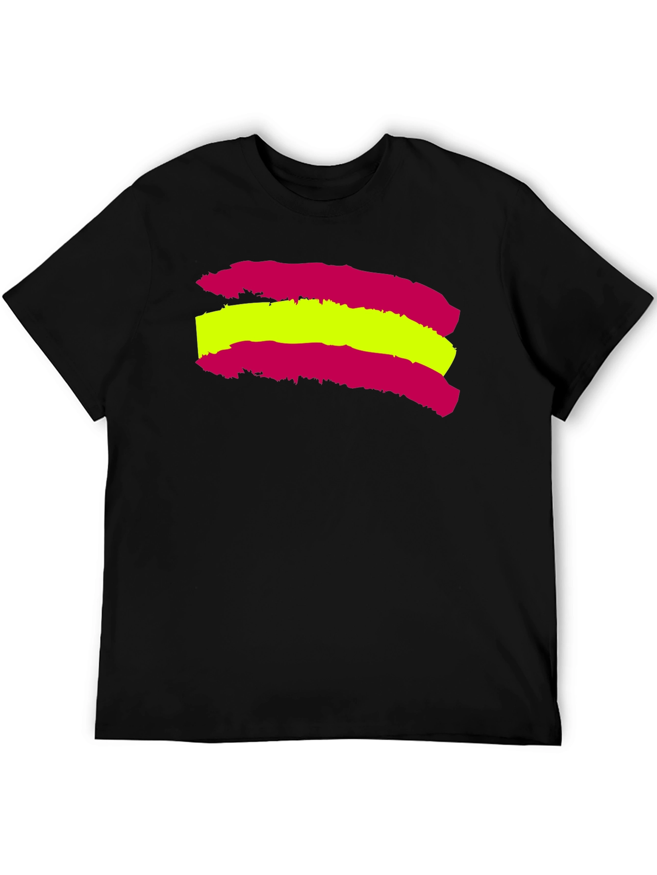Spain Flag Brush Stroke Black T-Shirt