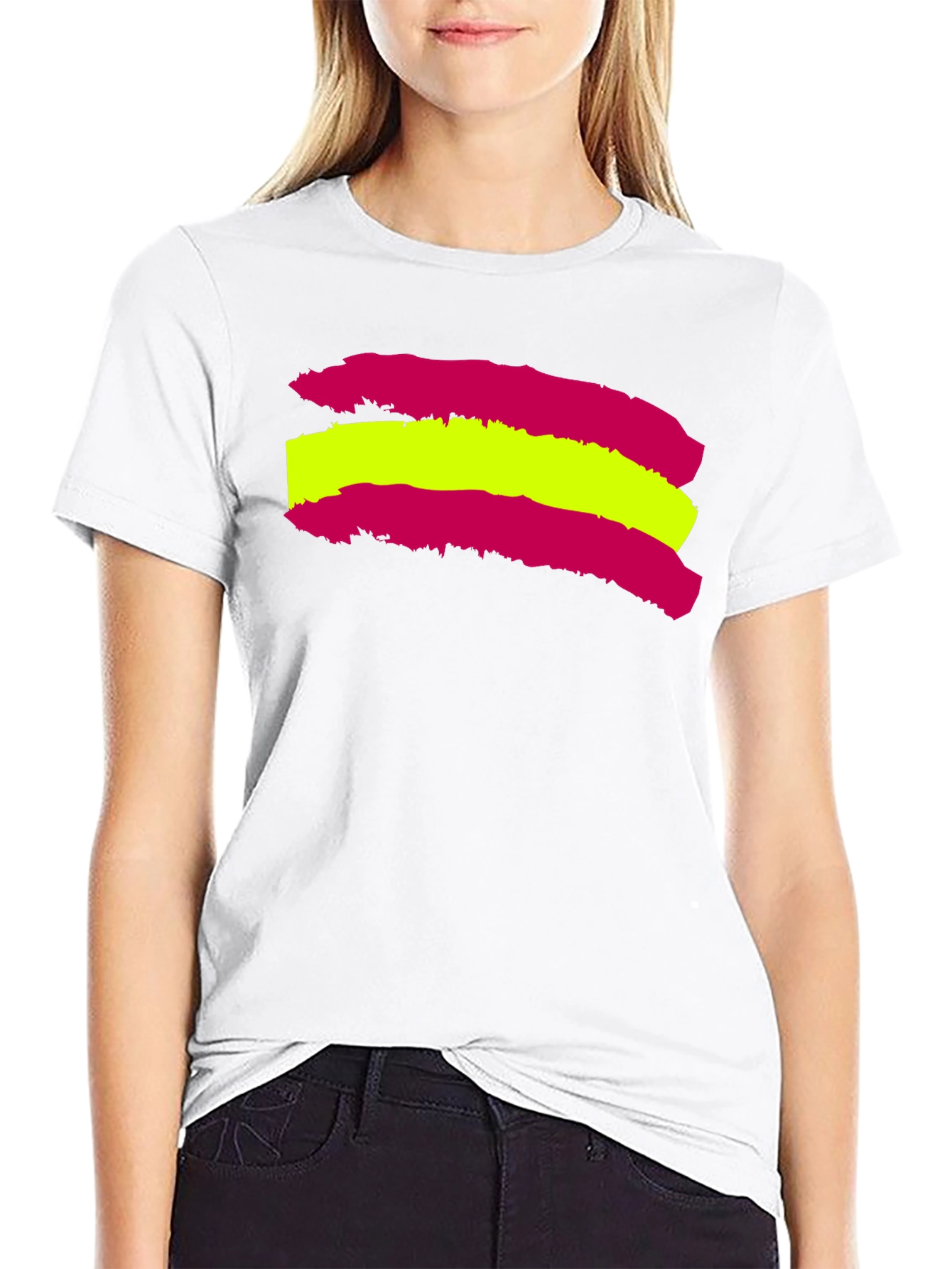 Spain Flag Brush Stroke Black T-Shirt
