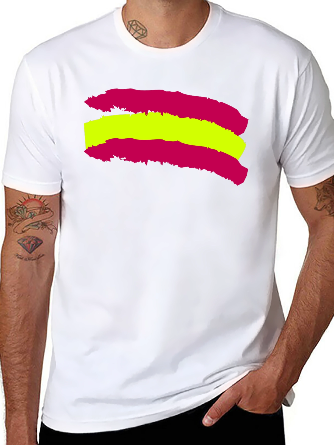 Spain Flag Brush Stroke Black T-Shirt