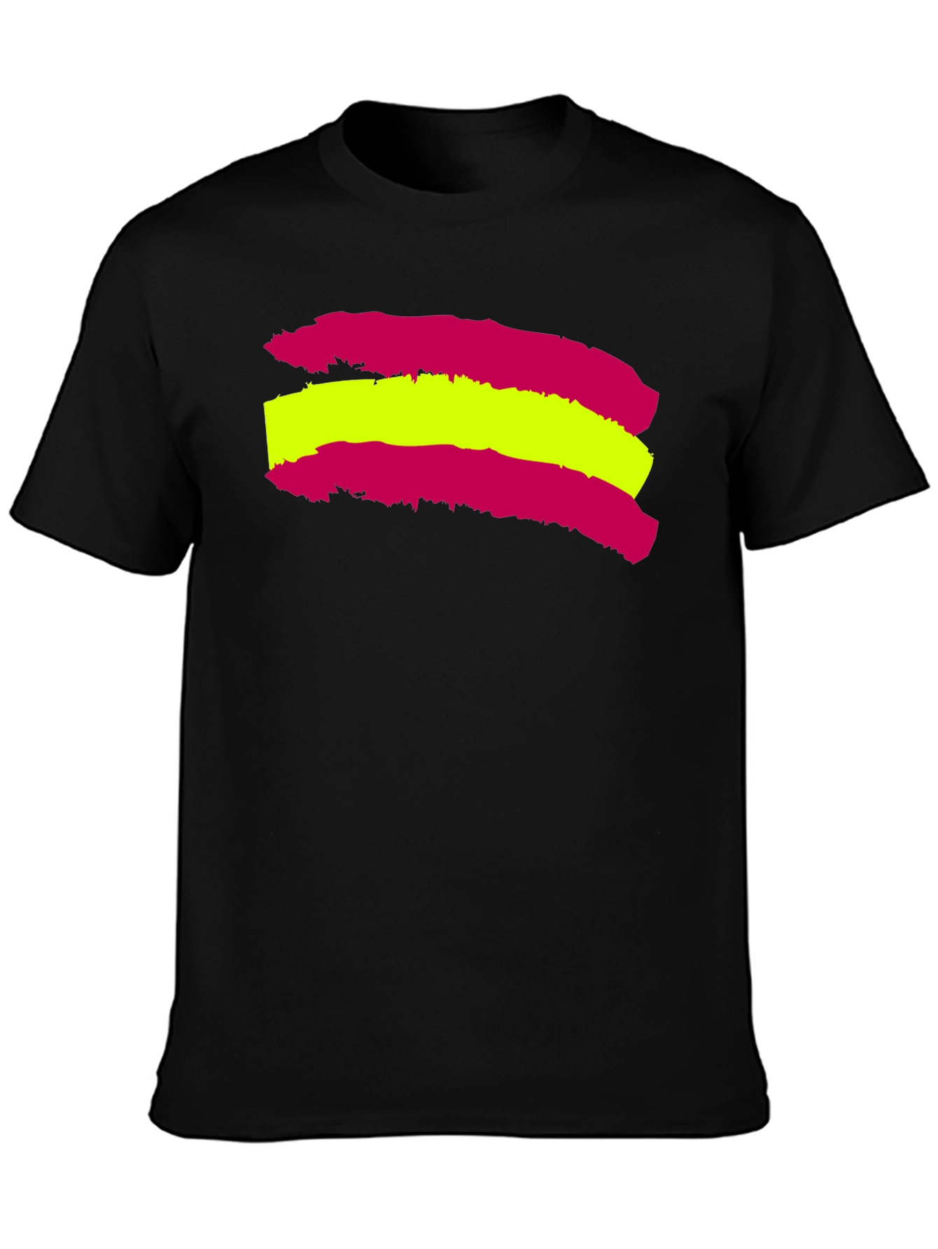 Spain Flag Brush Stroke Black T-Shirt