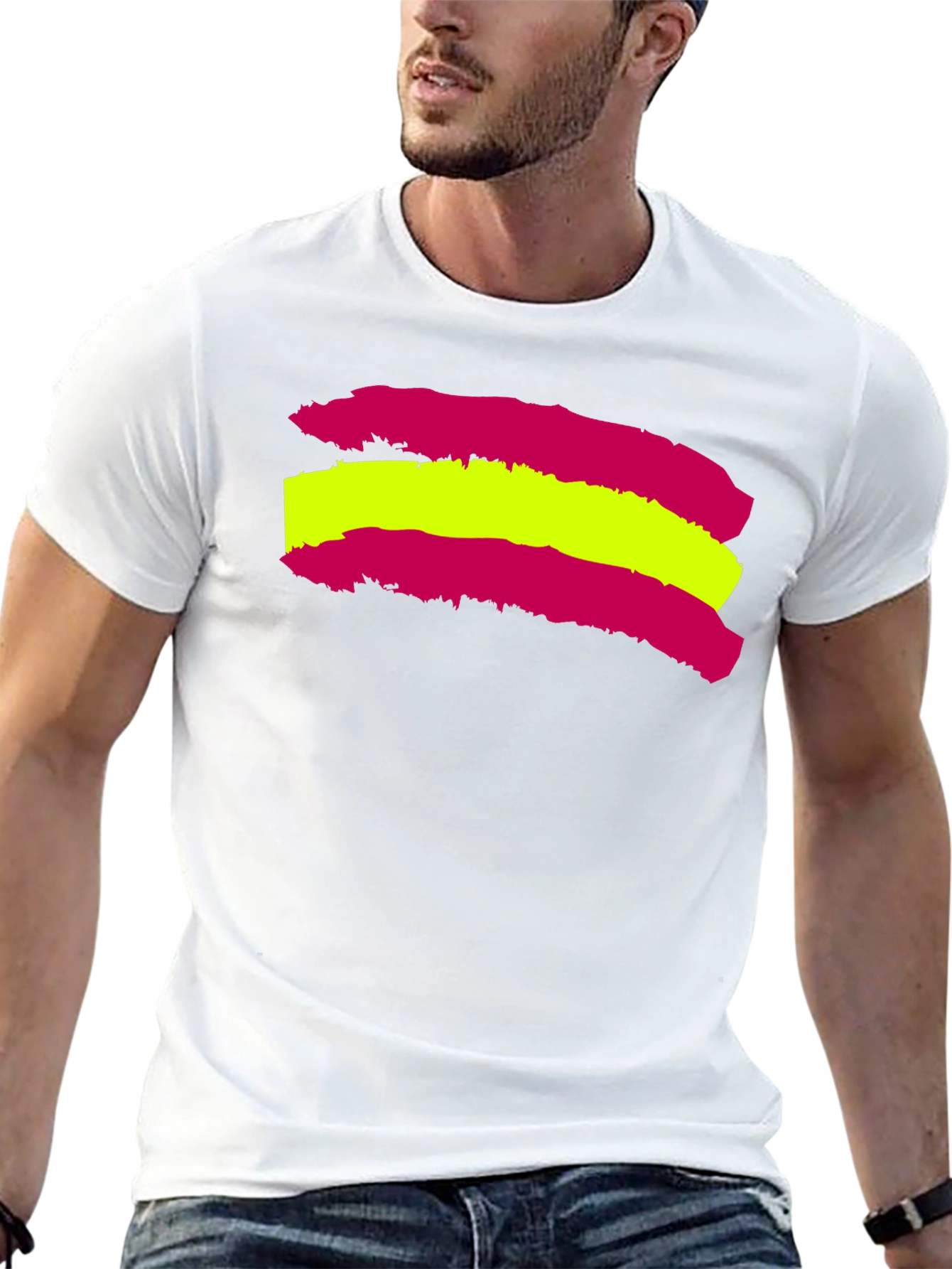Spain Flag Brush Stroke Black T-Shirt