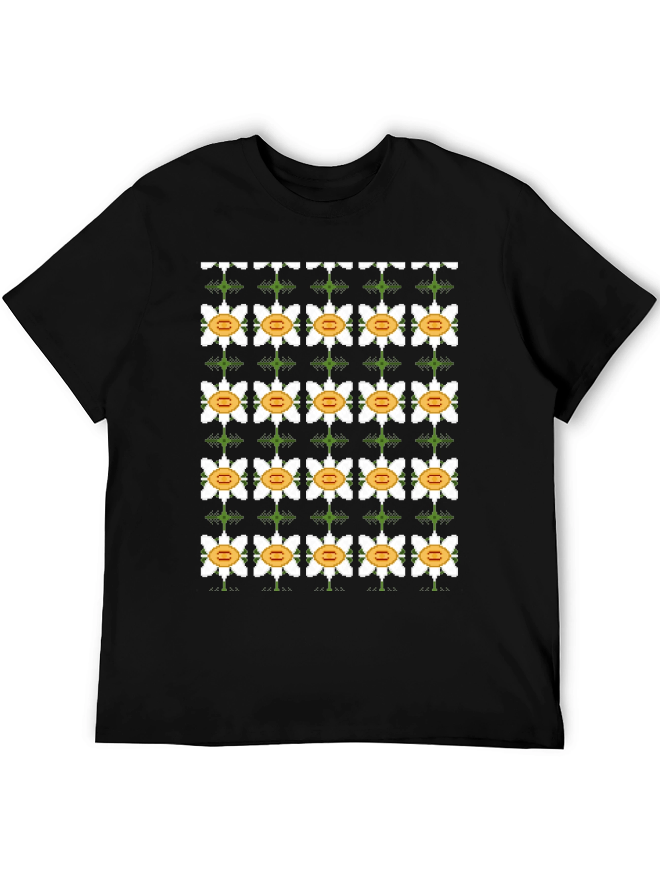 Pixel Flower Black T-Shirt