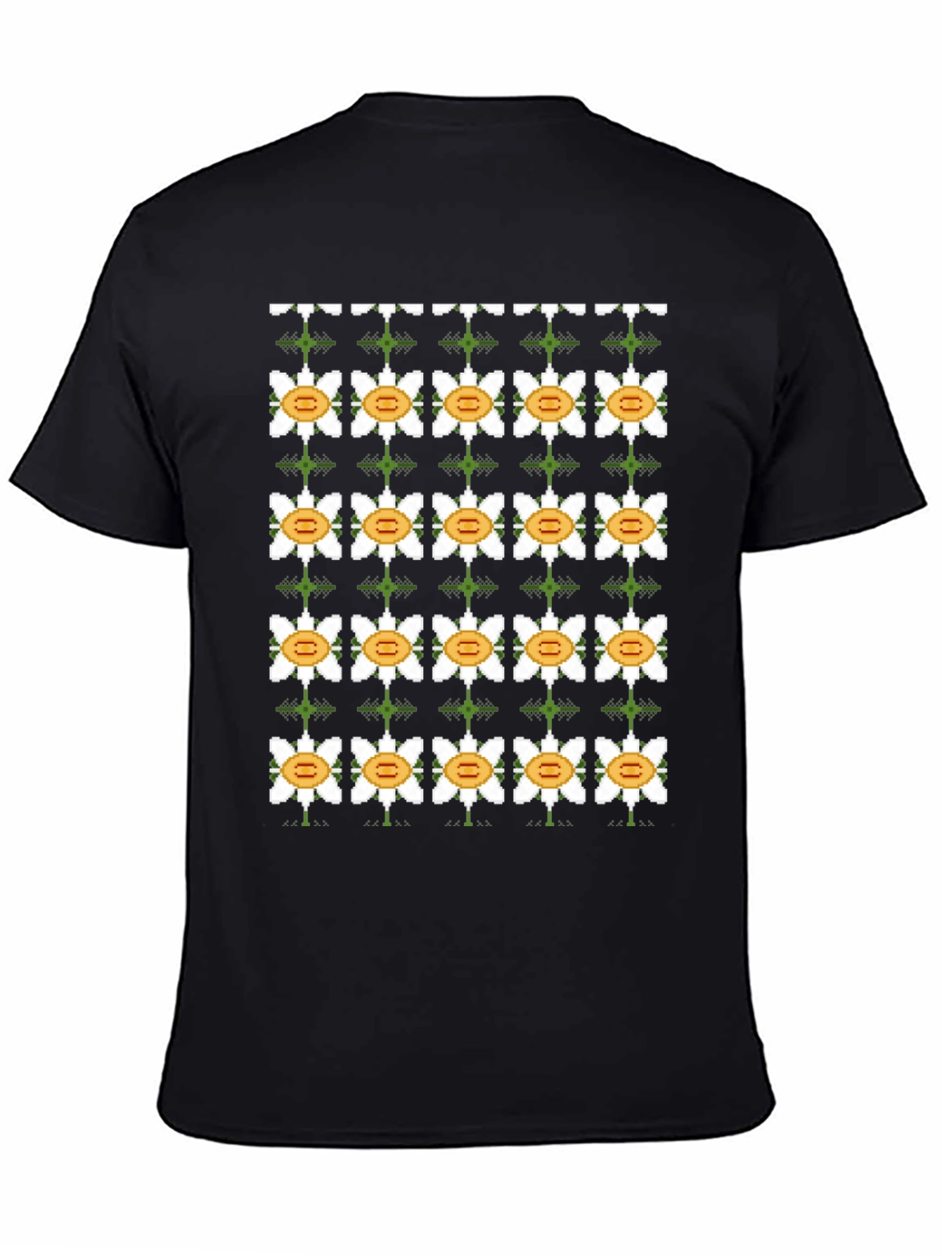 Pixel Flower Black T-Shirt