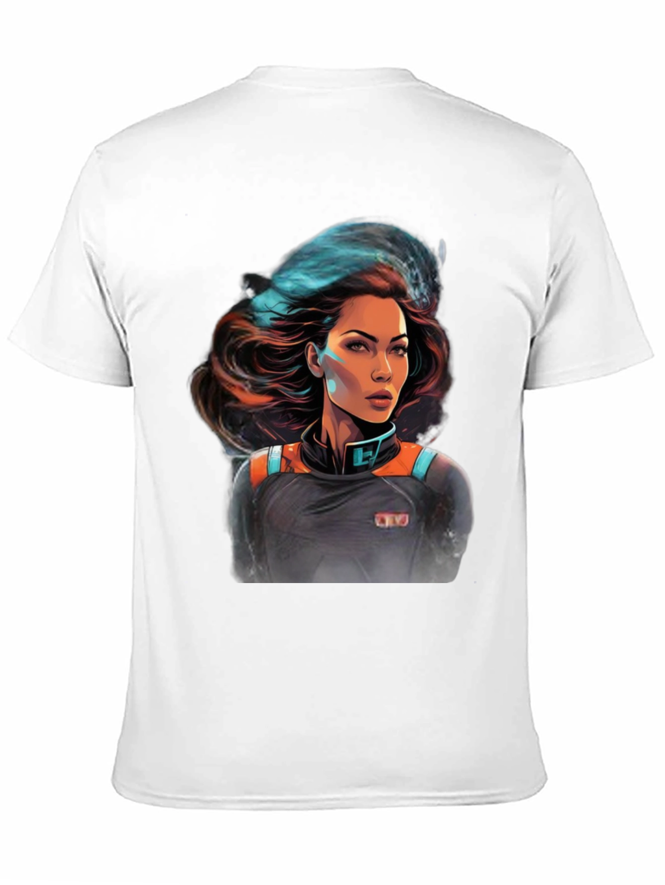 Sci-Fi Space Girl Graphic Tee - Black Cotton T-Shirt