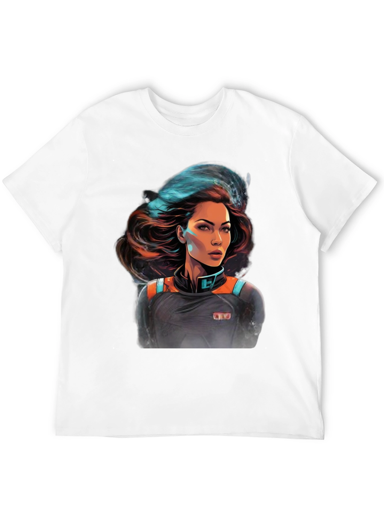 Sci-Fi Space Girl Graphic Tee - Black Cotton T-Shirt