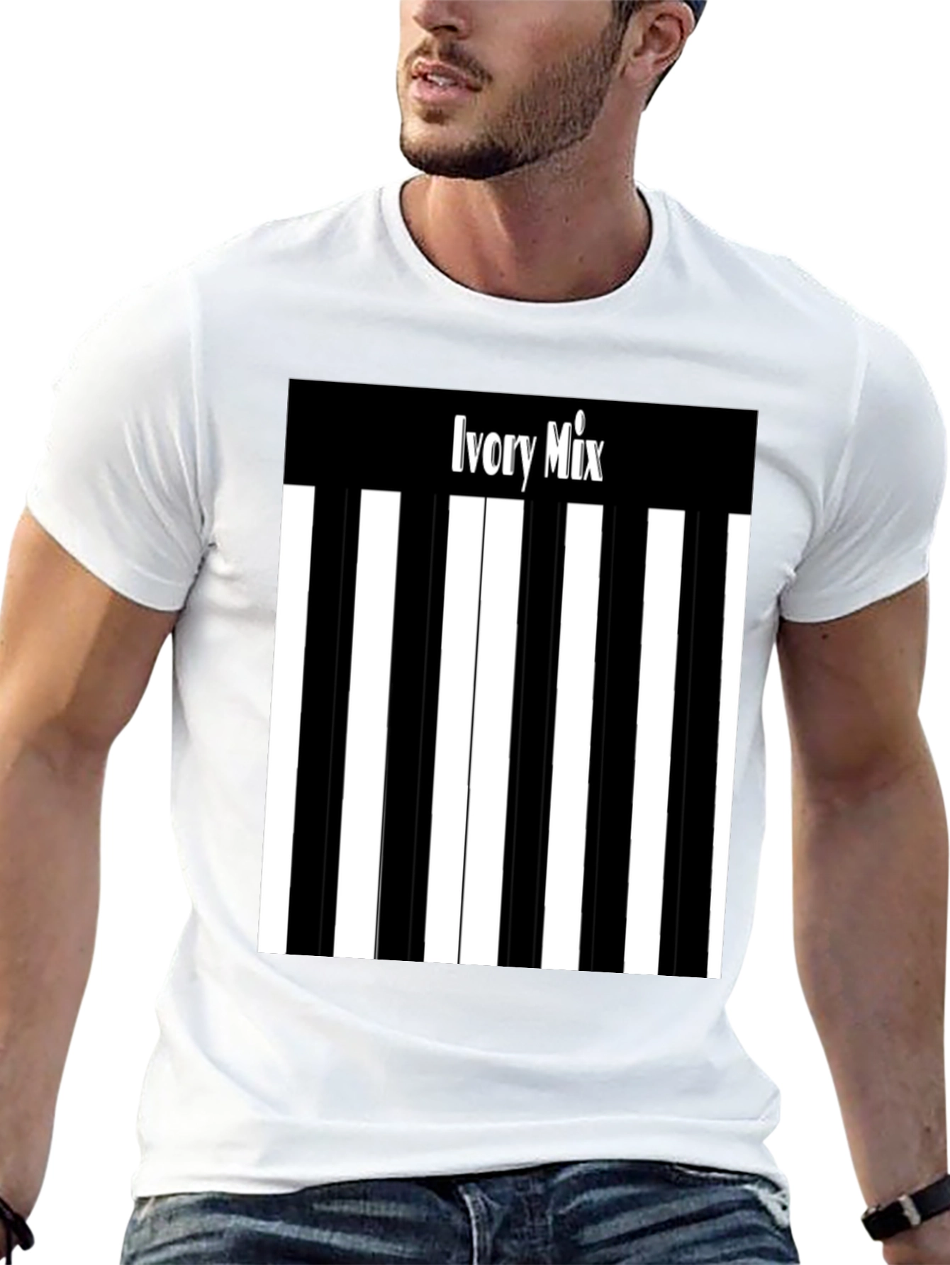 Ivory Mix Piano Keys Graphic Tee - Black