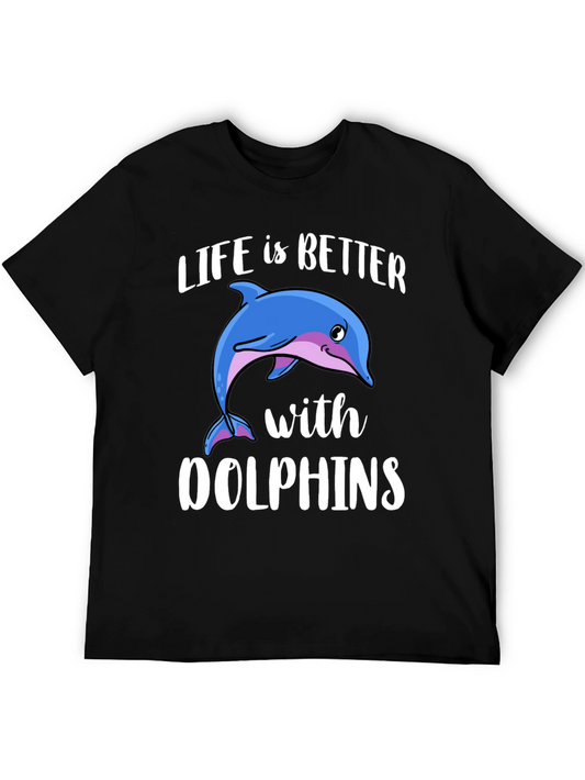 Life is Better with Dolphins Black T-Shirt