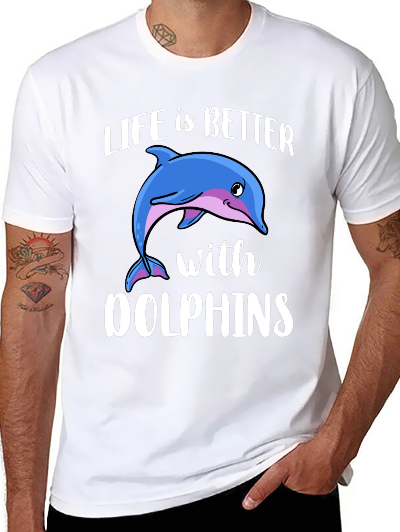 Life is Better with Dolphins Black T-Shirt
