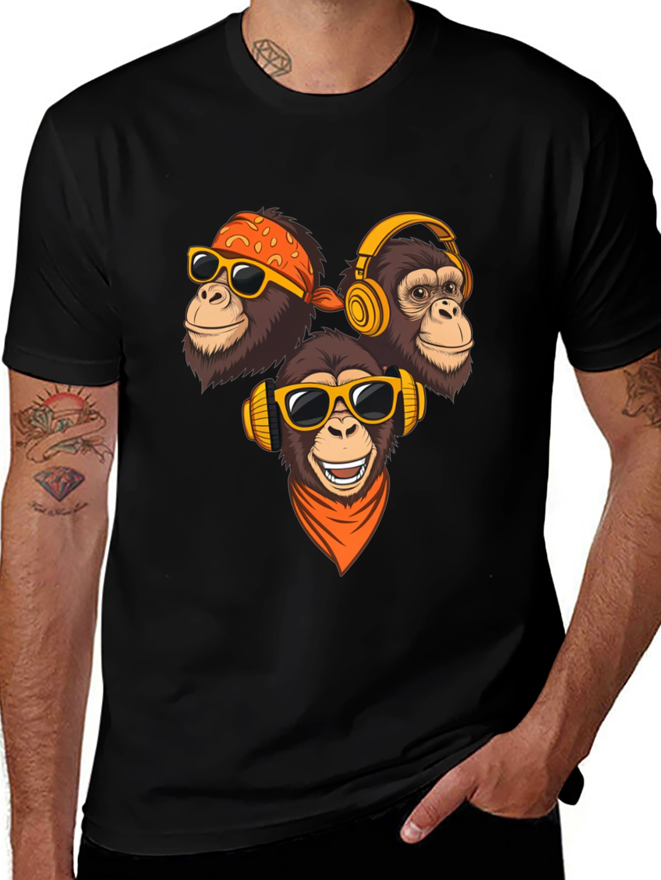 Cool Monkey Graphic T-Shirt - Black