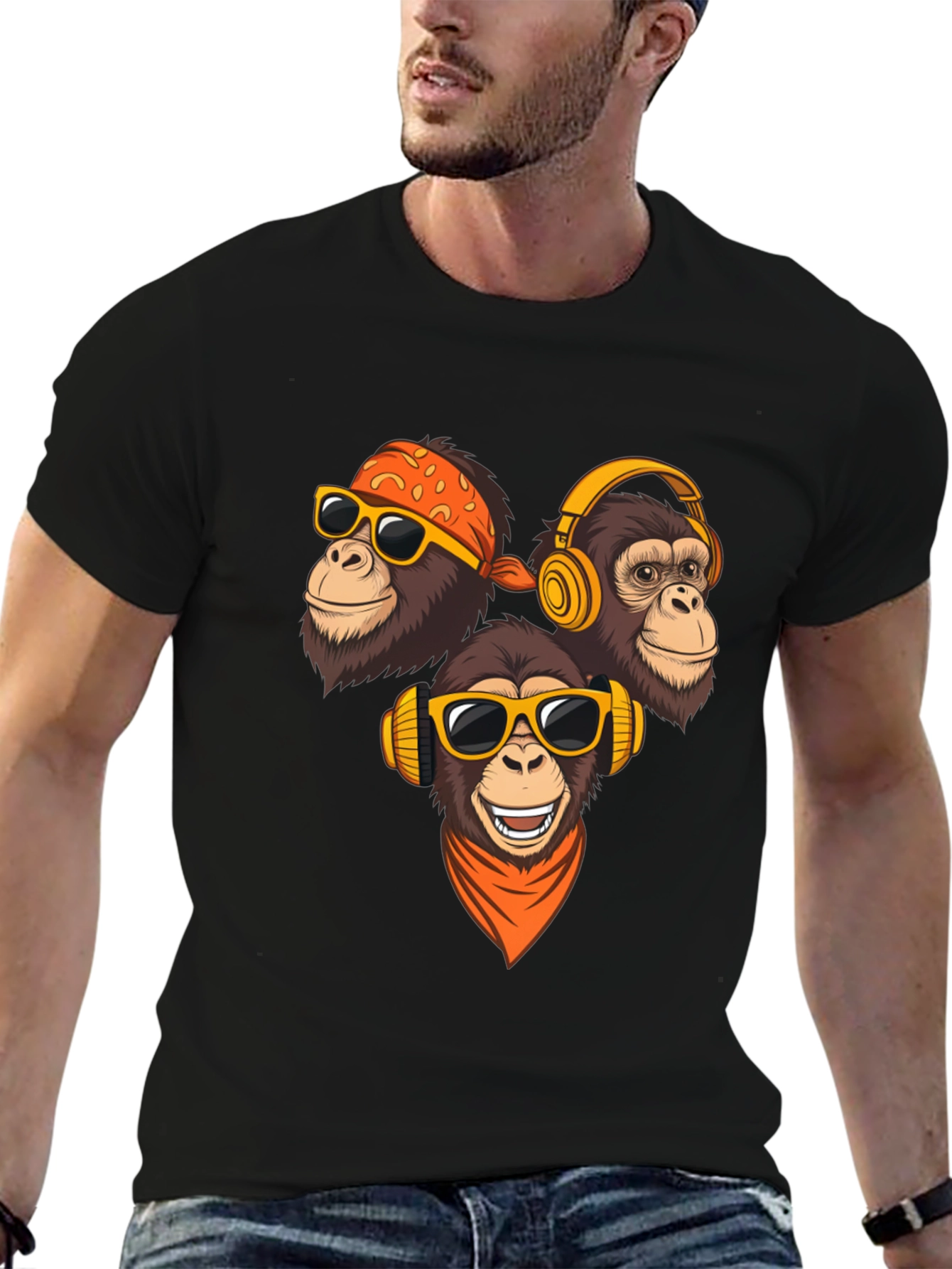 Cool Monkey Graphic T-Shirt - Black