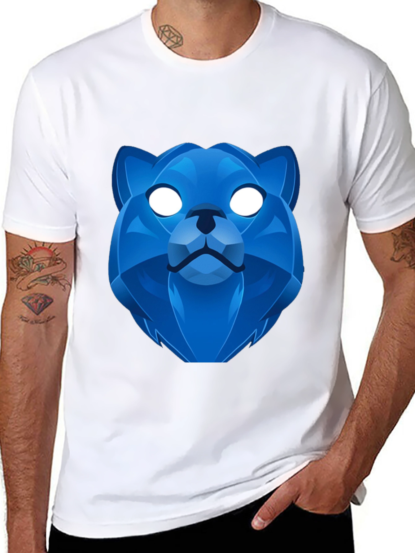Geometric Blue Bear Graphic Tee