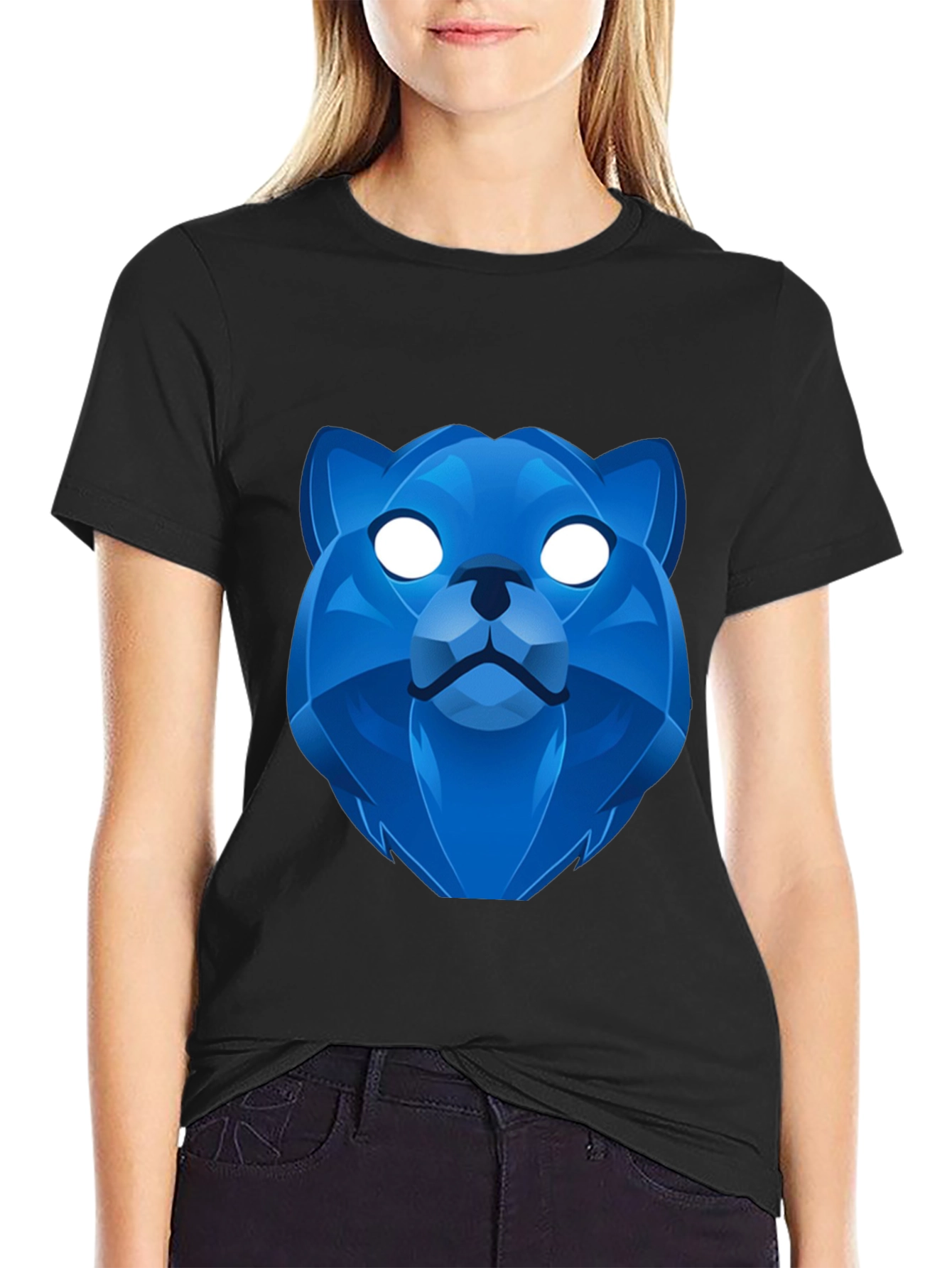Geometric Blue Bear Graphic Tee