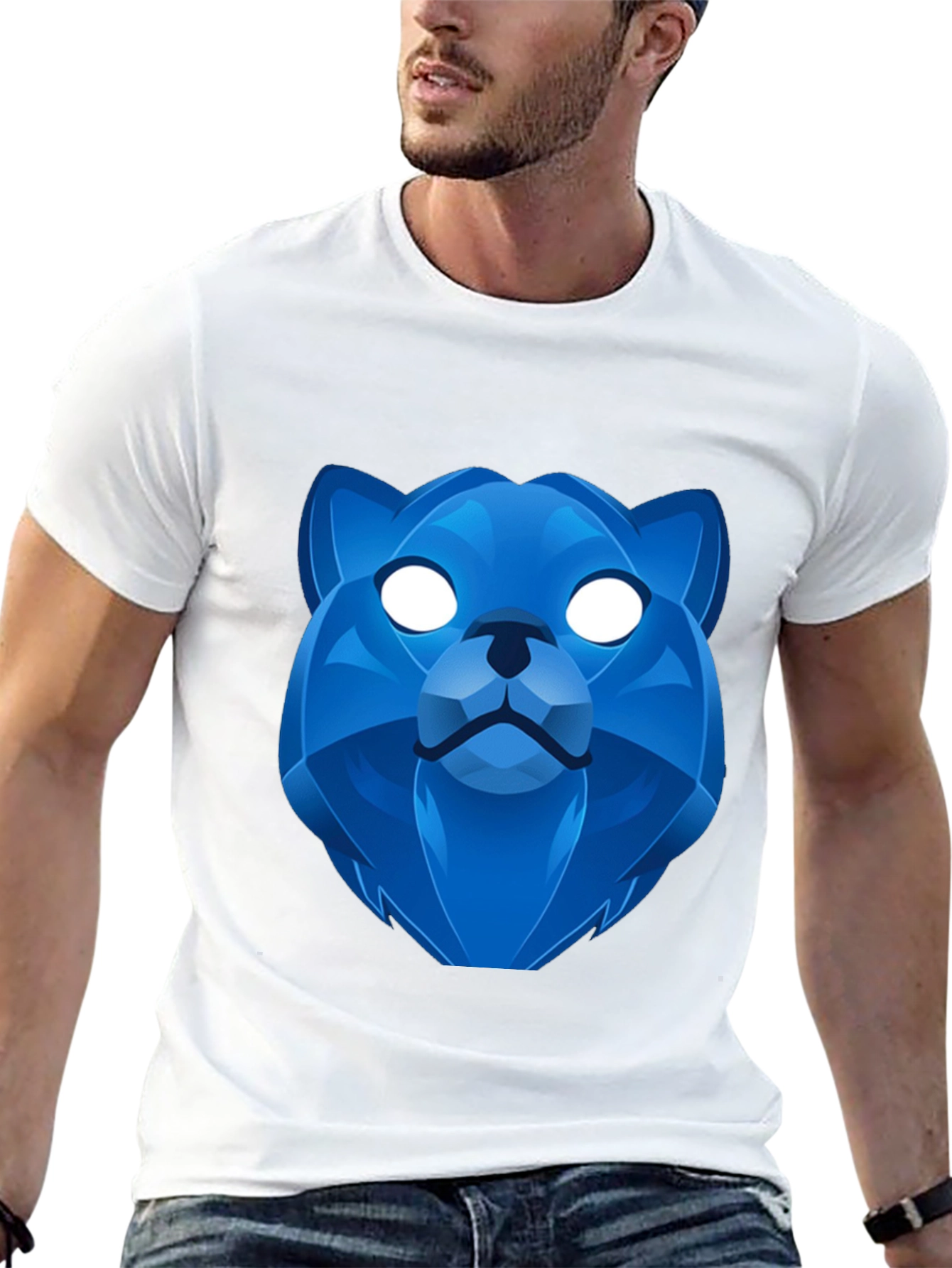 Geometric Blue Bear Graphic Tee