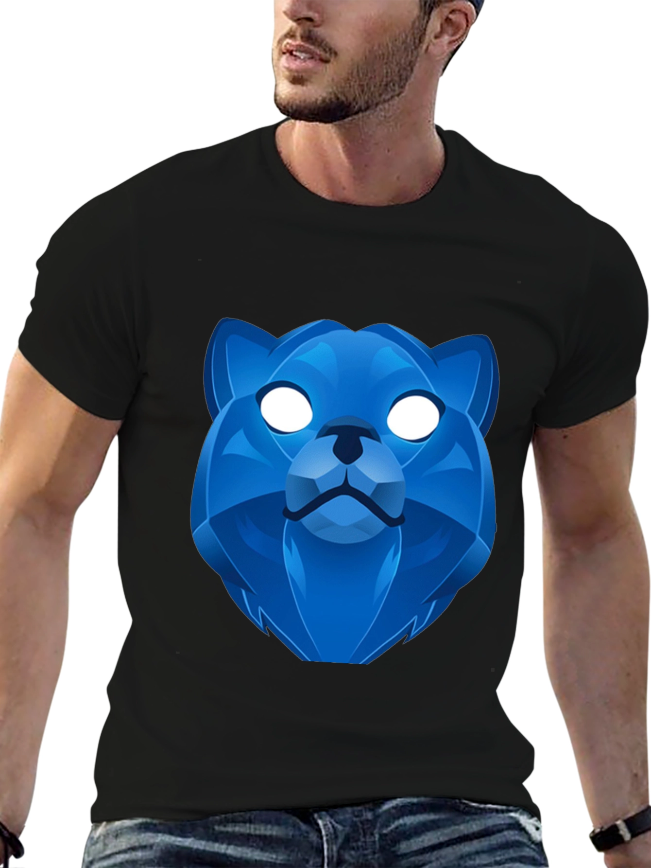 Geometric Blue Bear Graphic Tee