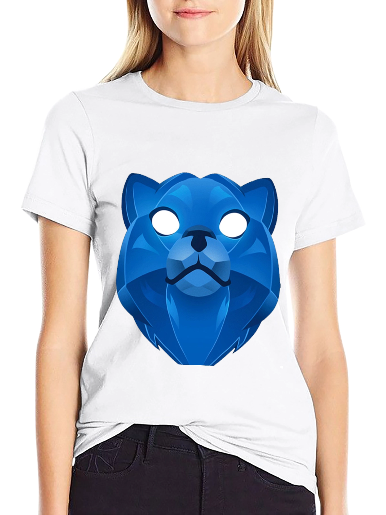 Geometric Blue Bear Graphic Tee