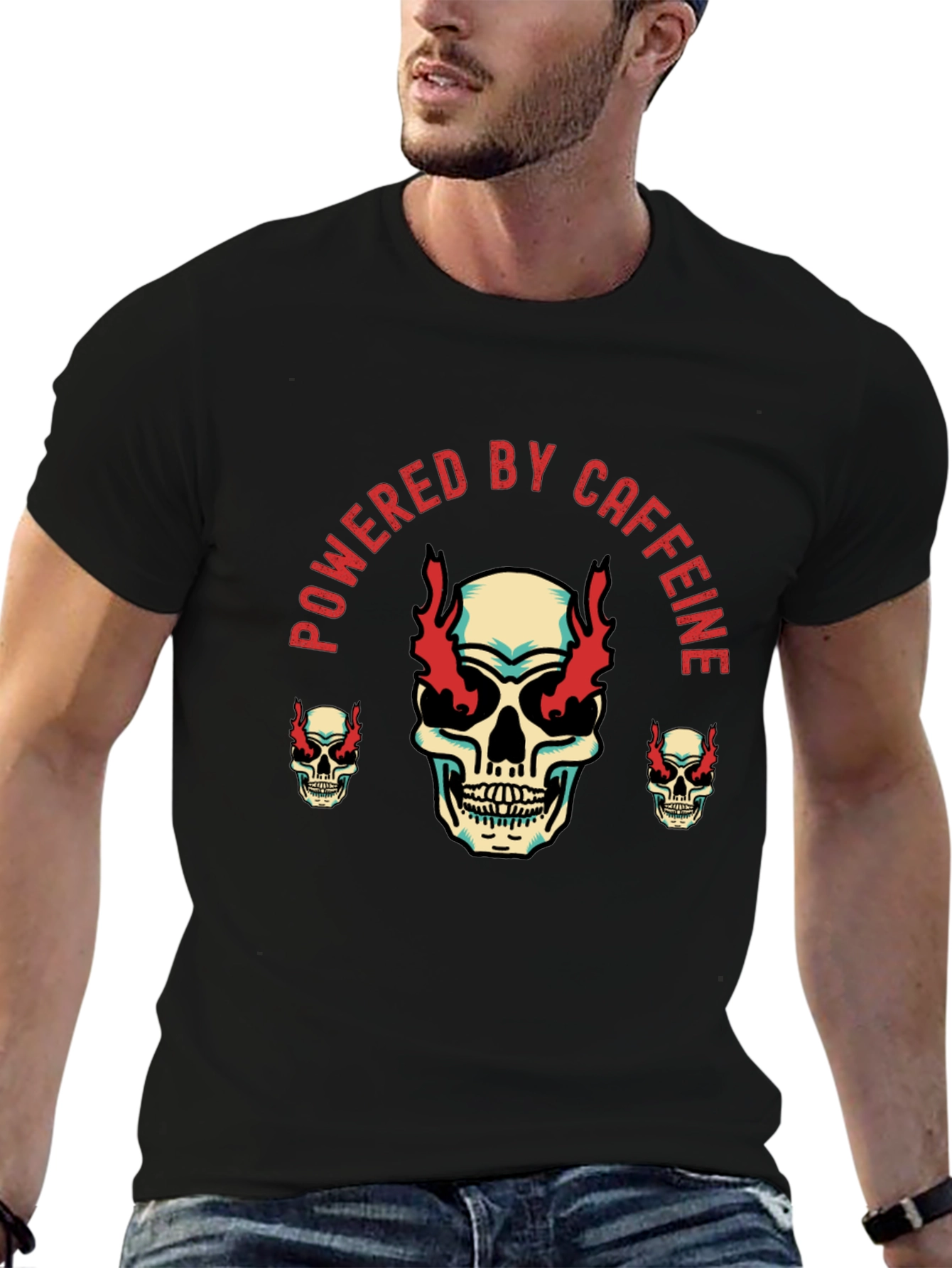 Powered by Caffeine Skull Graphic Tee