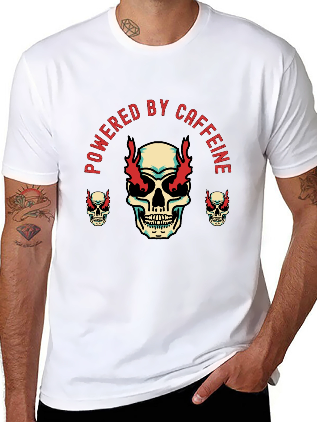 Powered by Caffeine Skull Graphic Tee