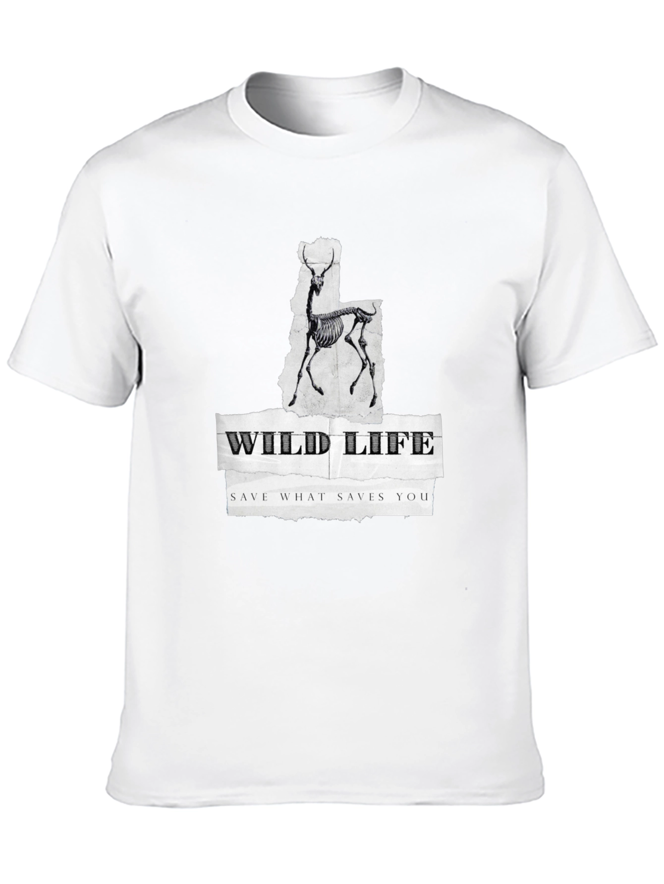 Wildlife Skeleton Graphic Print Black T-Shirt