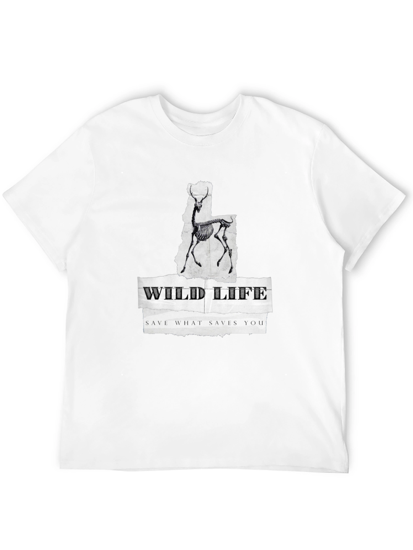 Wildlife Skeleton Graphic Print Black T-Shirt