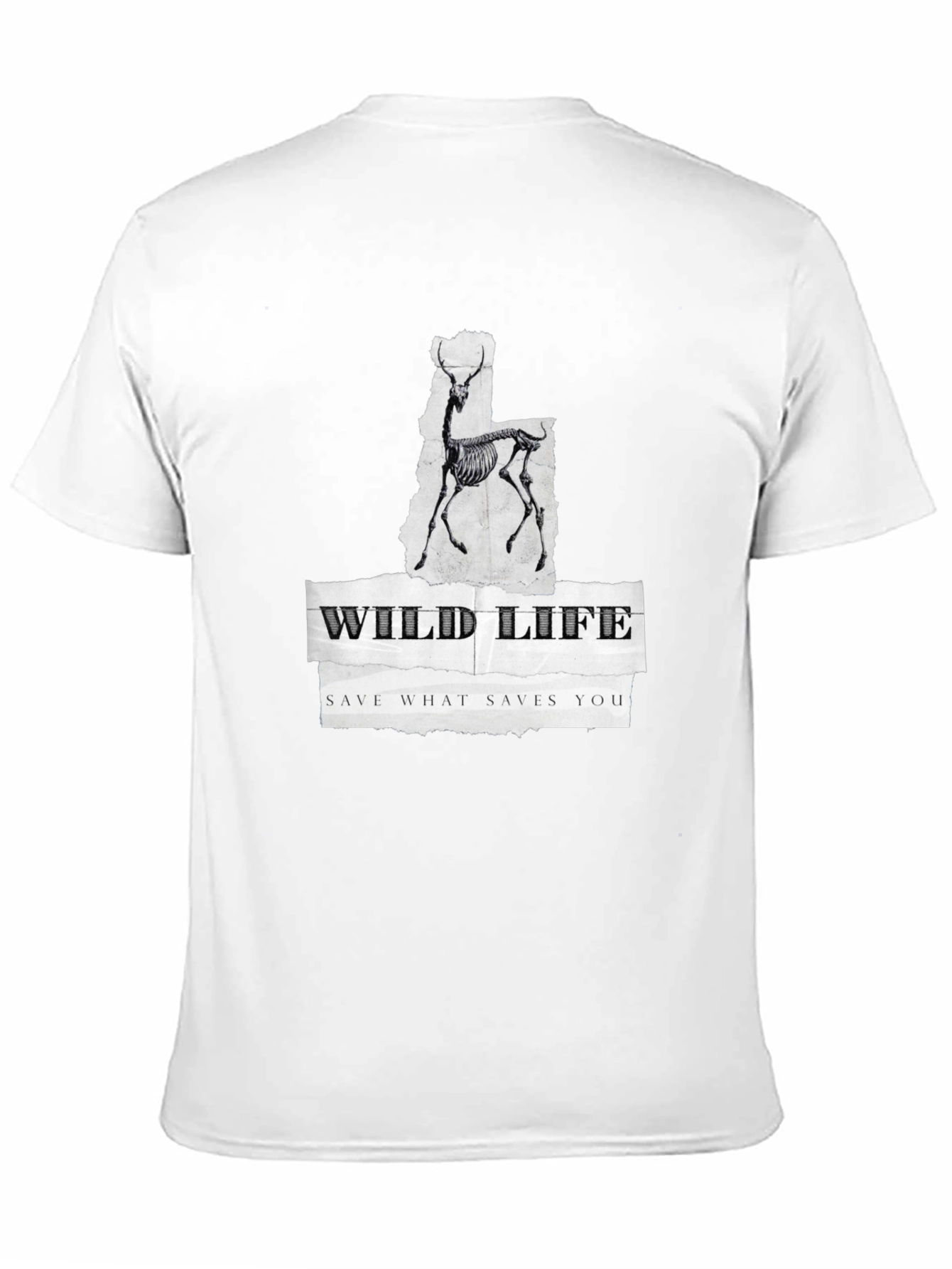 Wildlife Skeleton Graphic Print Black T-Shirt