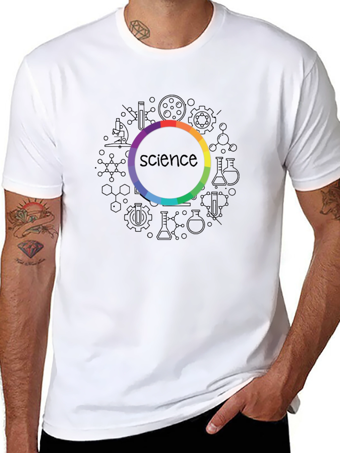 Science Rainbow Circle Graphic T-Shirt