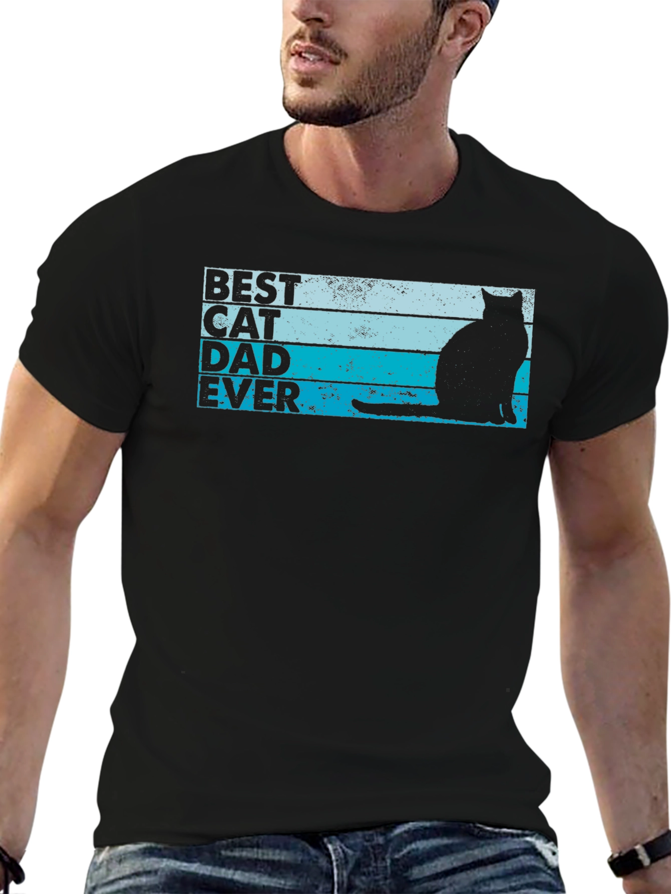 Best Cat Dad Ever Black T-Shirt