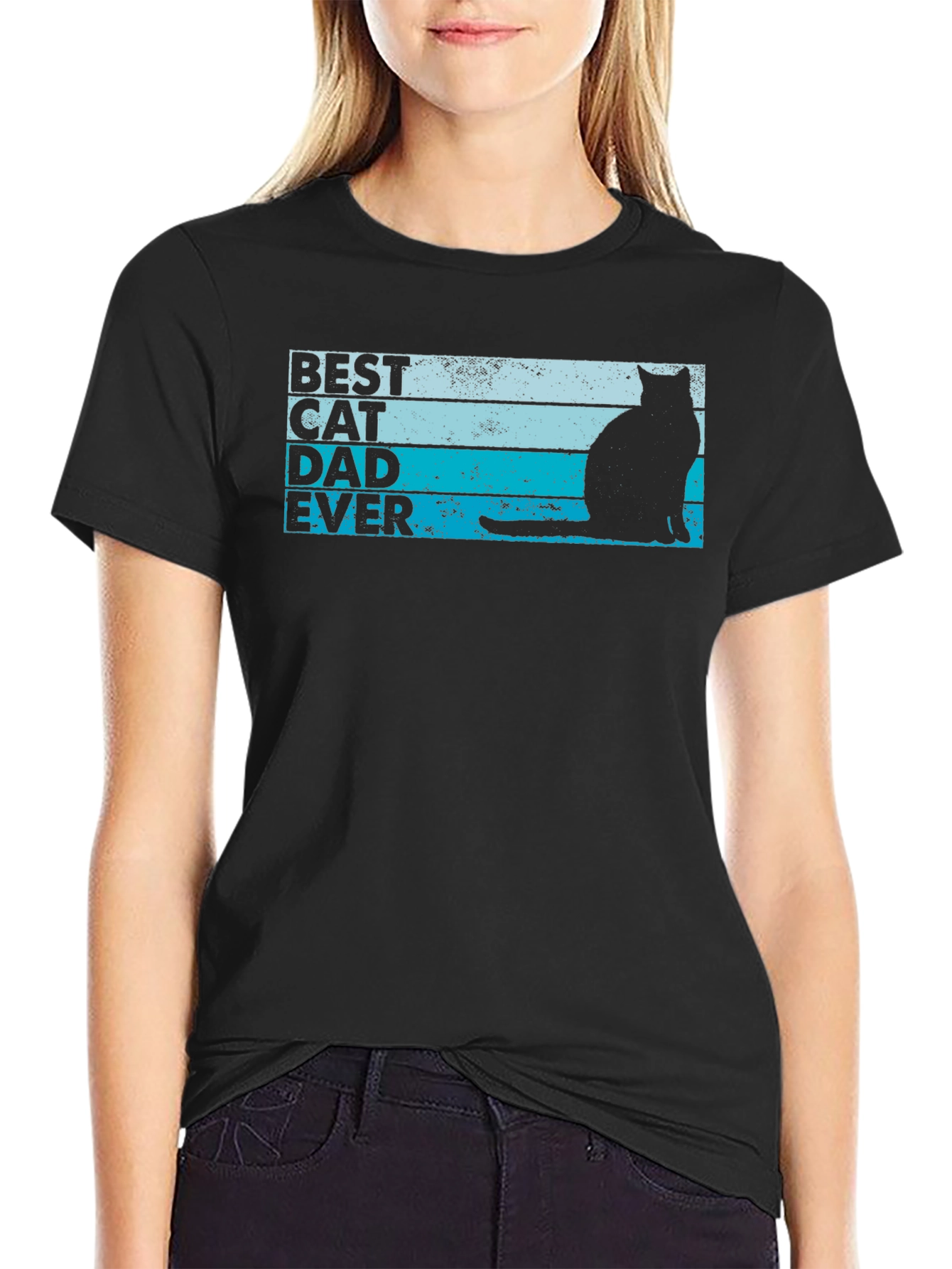 Best Cat Dad Ever Black T-Shirt