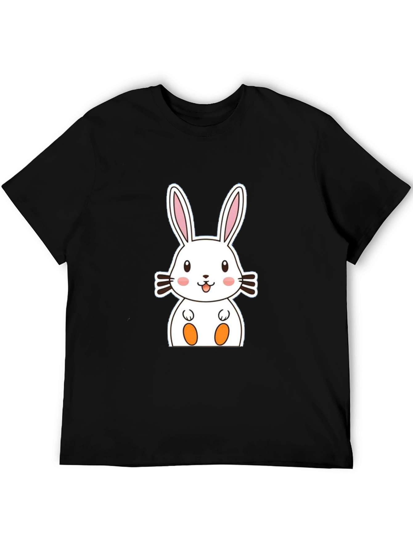 Cute Bunny Graphic Tee - Black Cotton Comfort