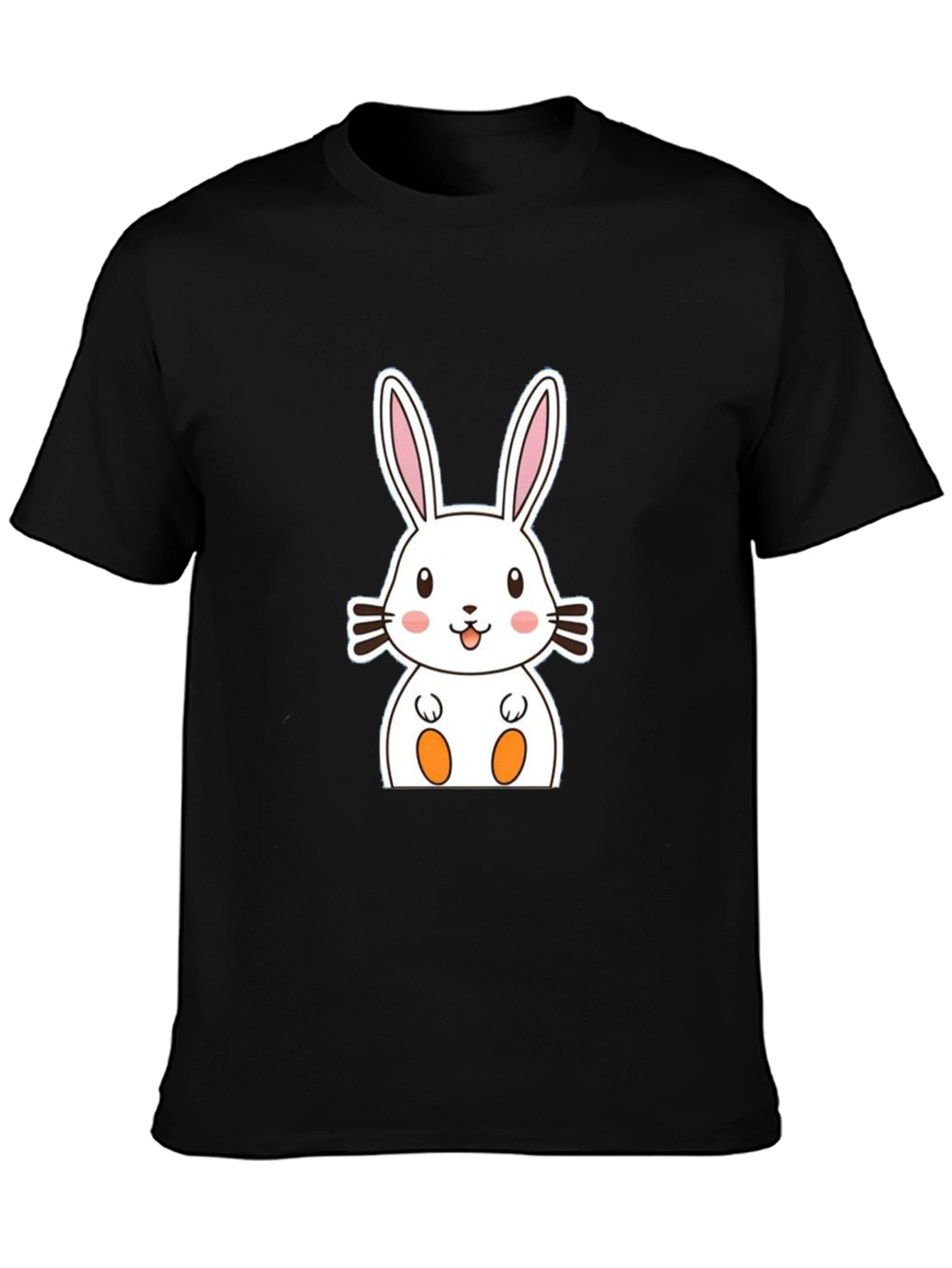 Cute Bunny Graphic Tee - Black Cotton Comfort