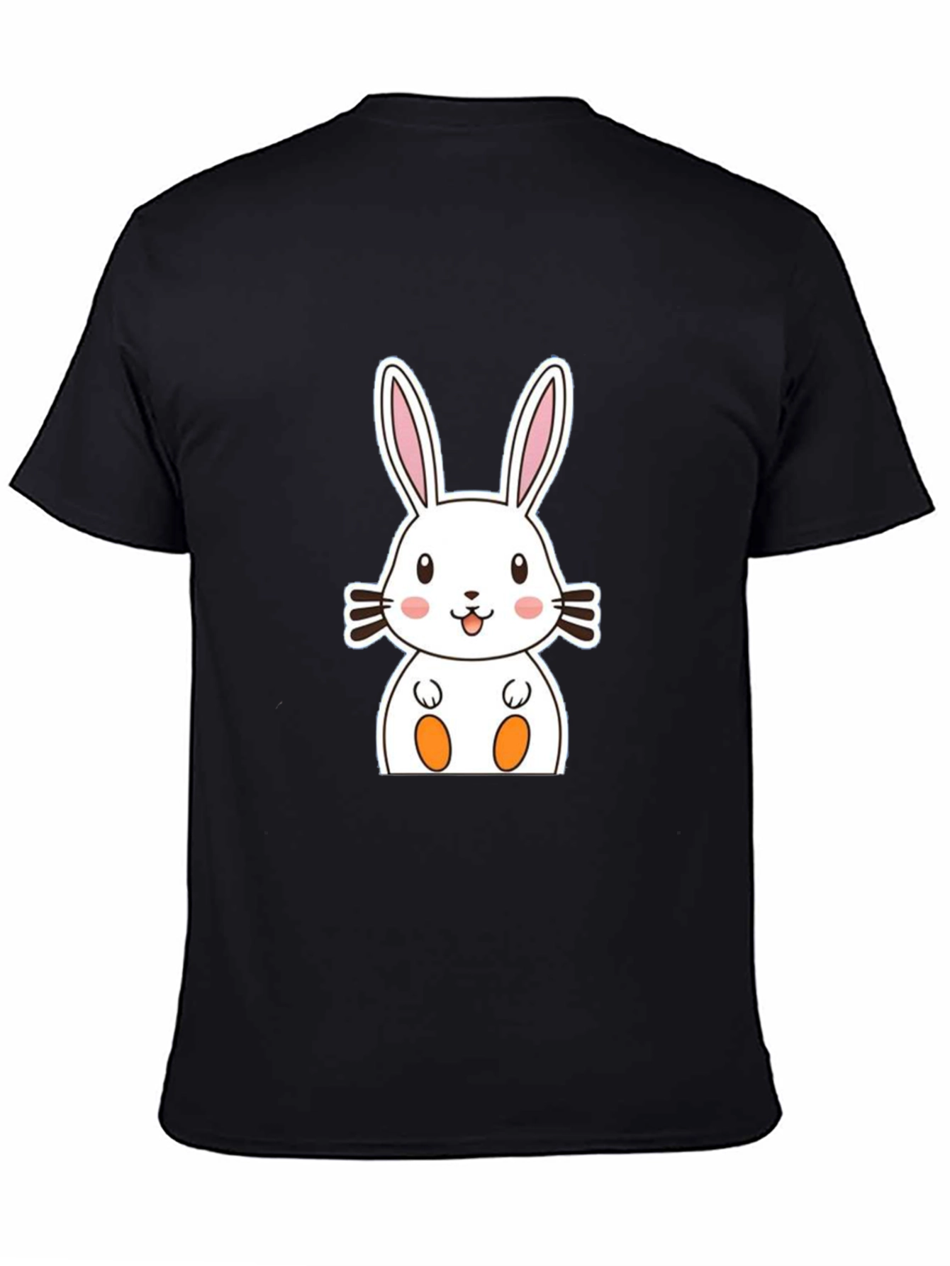 Cute Bunny Graphic Tee - Black Cotton Comfort