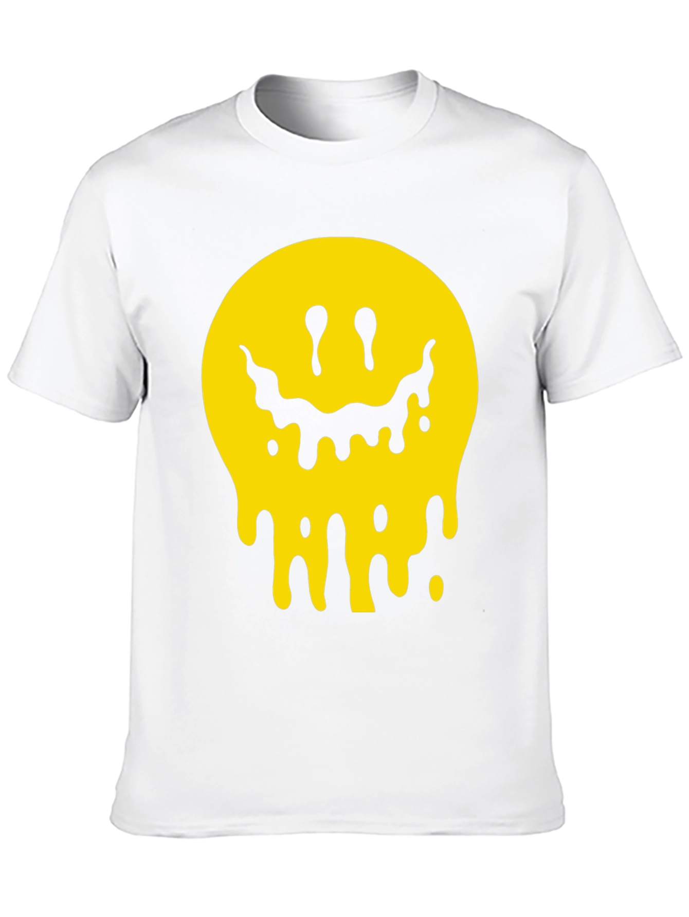 Melting Smiley Face Graphic Tee - Black Cotton T-Shirt