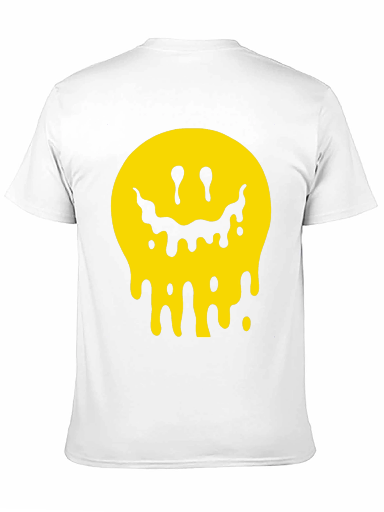 Melting Smiley Face Graphic Tee - Black Cotton T-Shirt