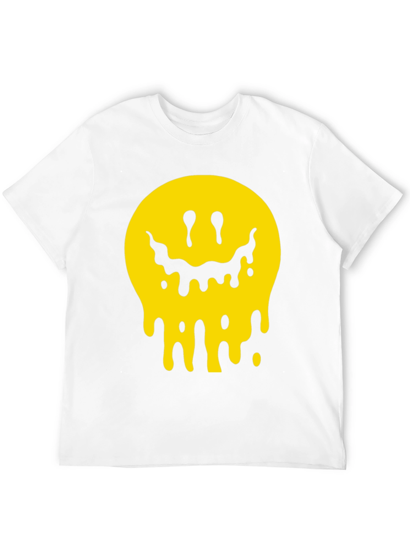 Melting Smiley Face Graphic Tee - Black Cotton T-Shirt