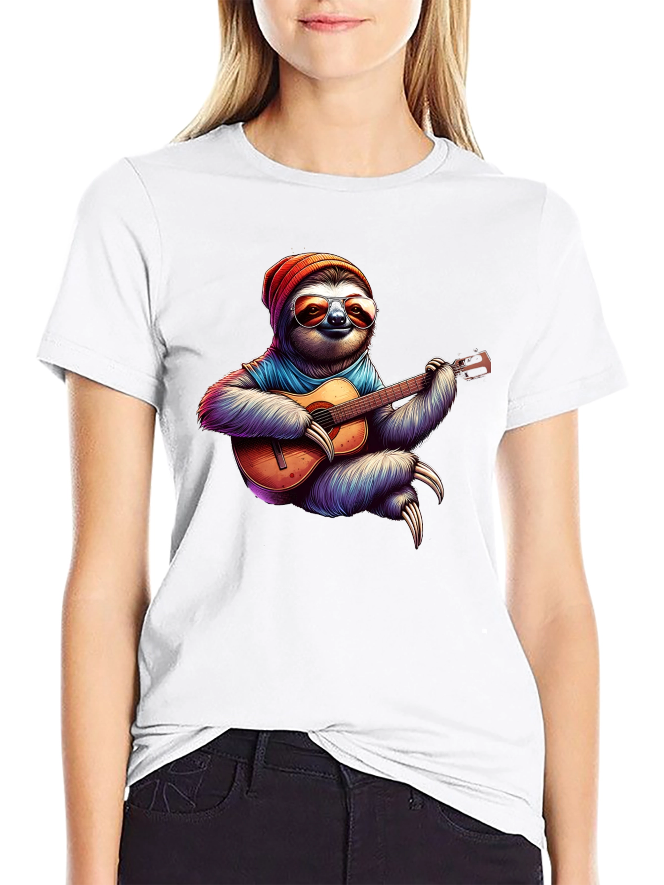 Sloth Guitarist Graphic Tee - Cool Music Lover Shirt