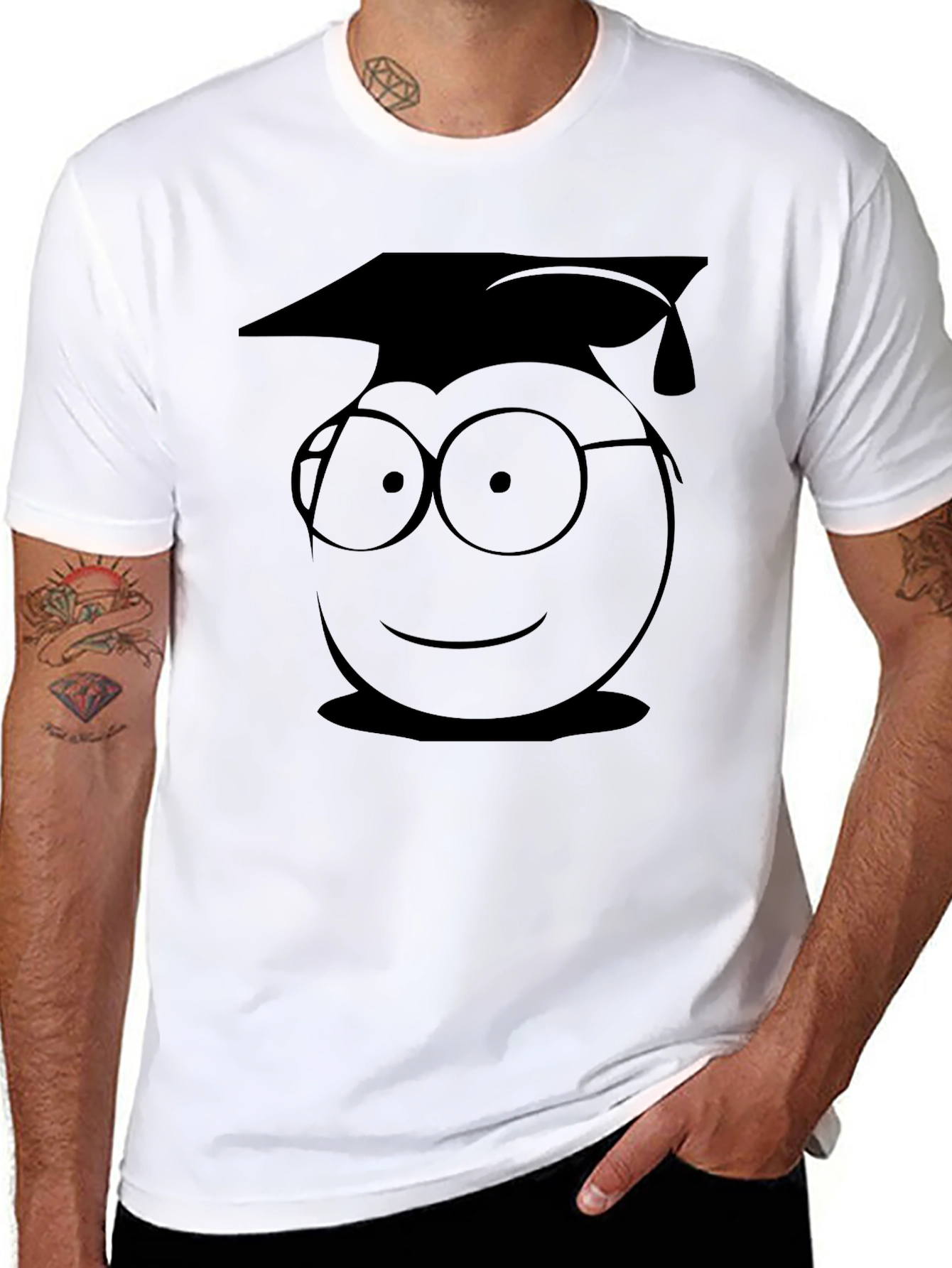 Graduation Emoji T-Shirt - Stylish Black Cotton Tee