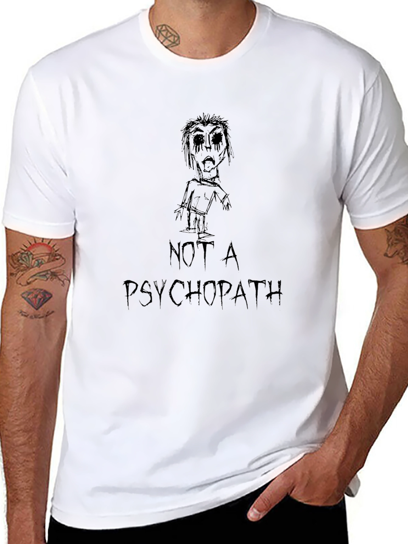 Not A Psychopath Black T-Shirt Graphic Tee