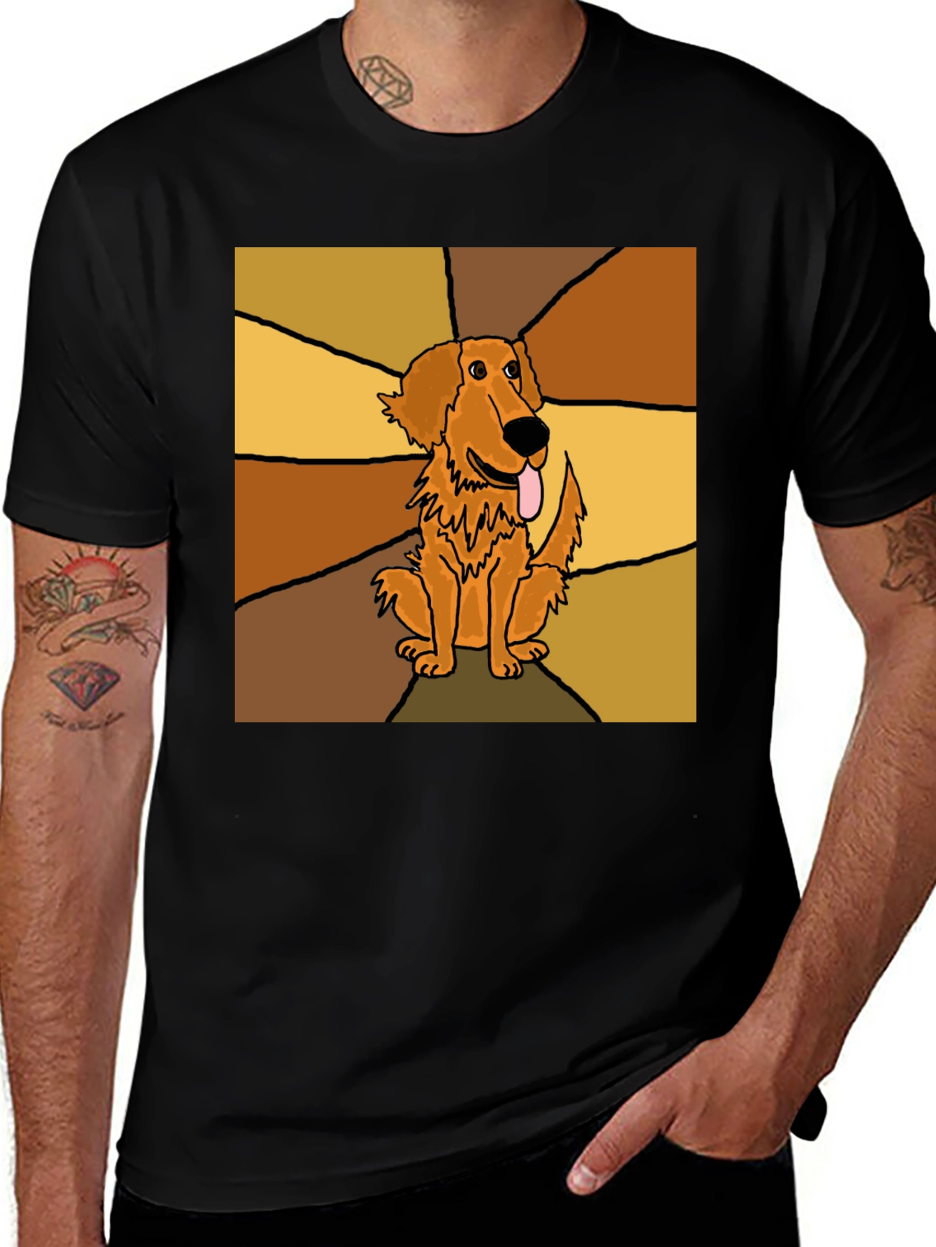 Dog Graphic Print Black T-Shirt