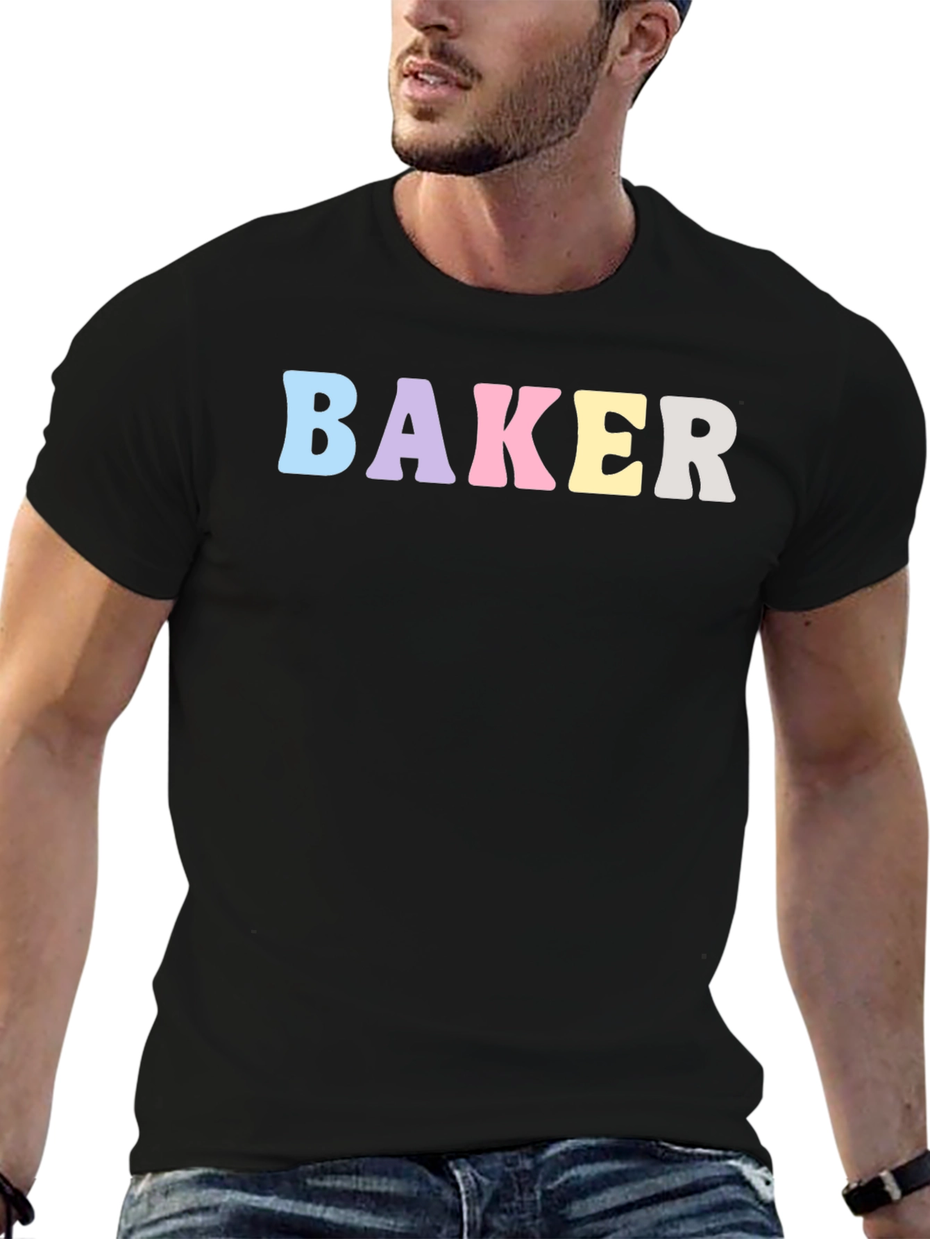 Pastel Baker T-Shirt - Black Cotton Crew Neck