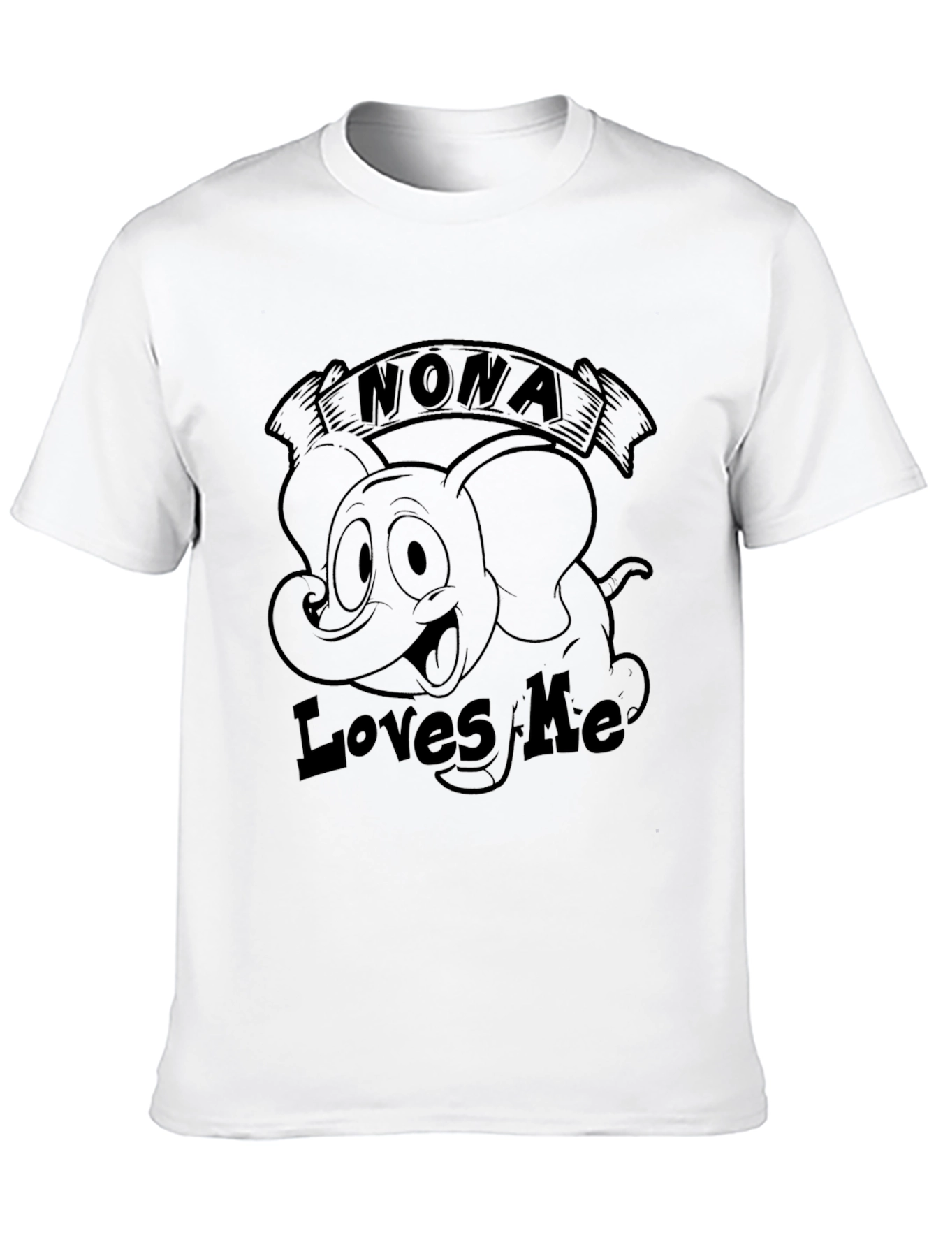 Nona Loves Me Black T-Shirt Elephant Graphic Novelty Tee