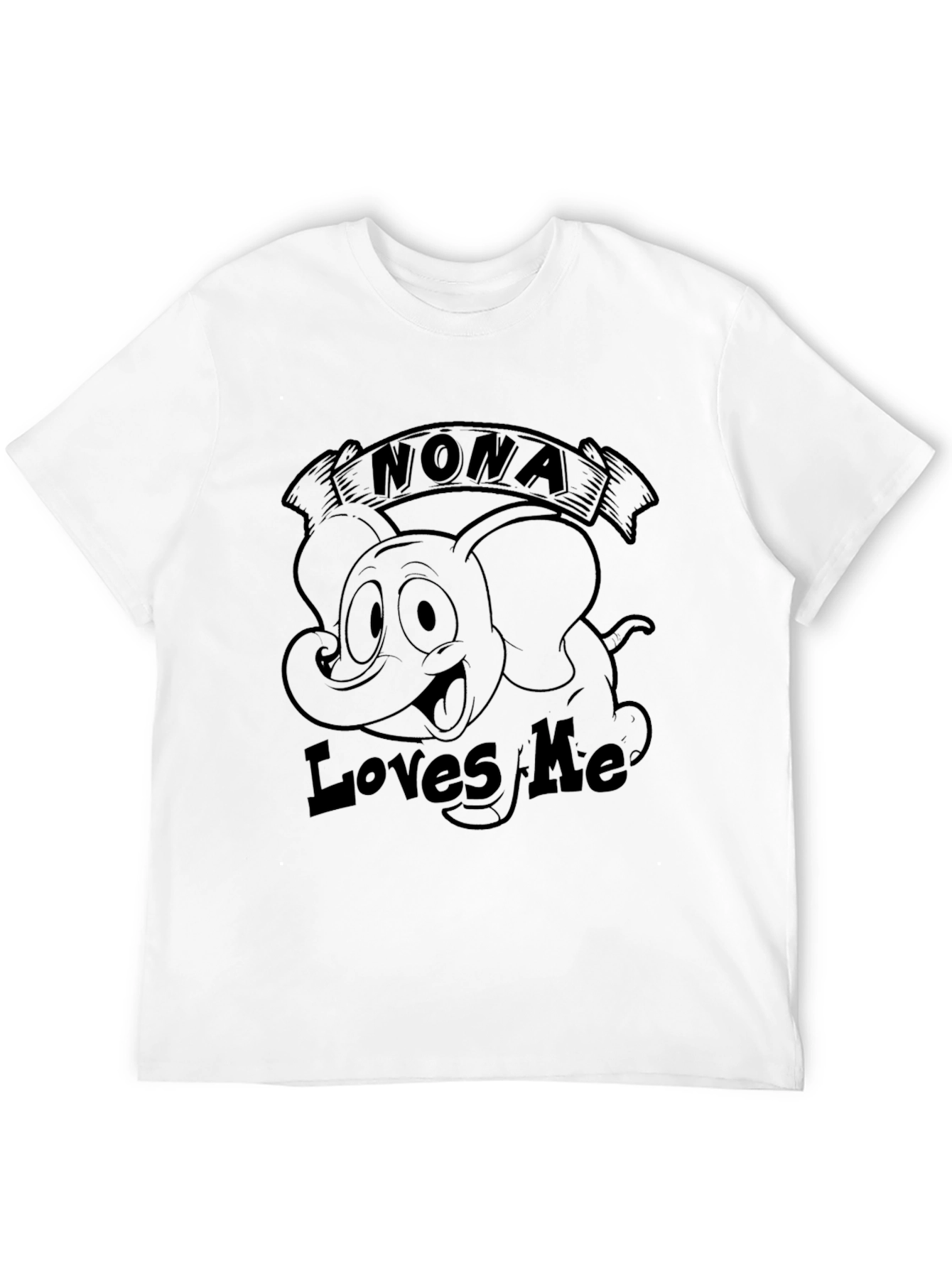 Nona Loves Me Black T-Shirt Elephant Graphic Novelty Tee