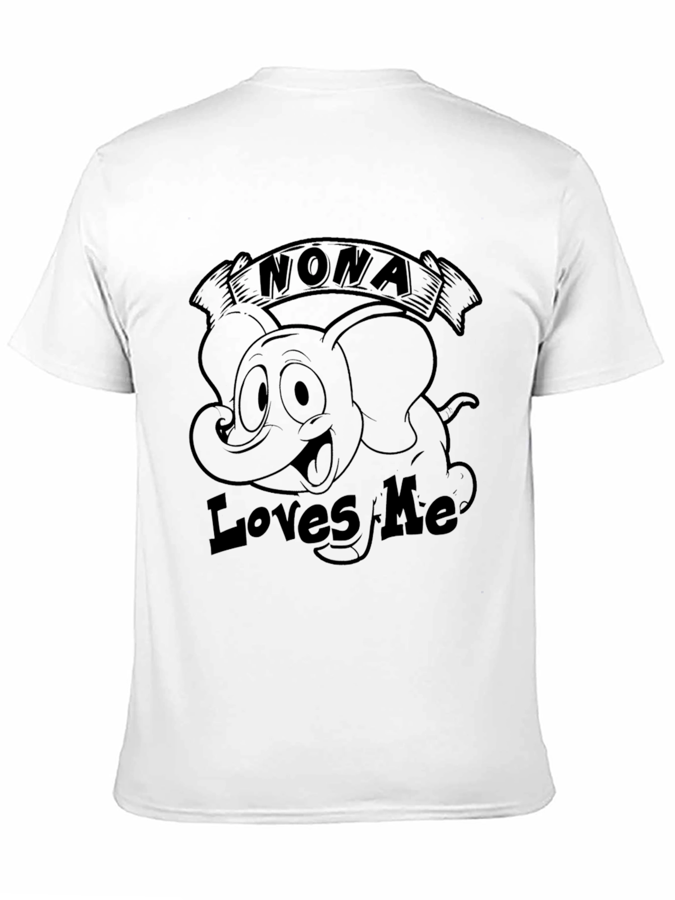 Nona Loves Me Black T-Shirt Elephant Graphic Novelty Tee