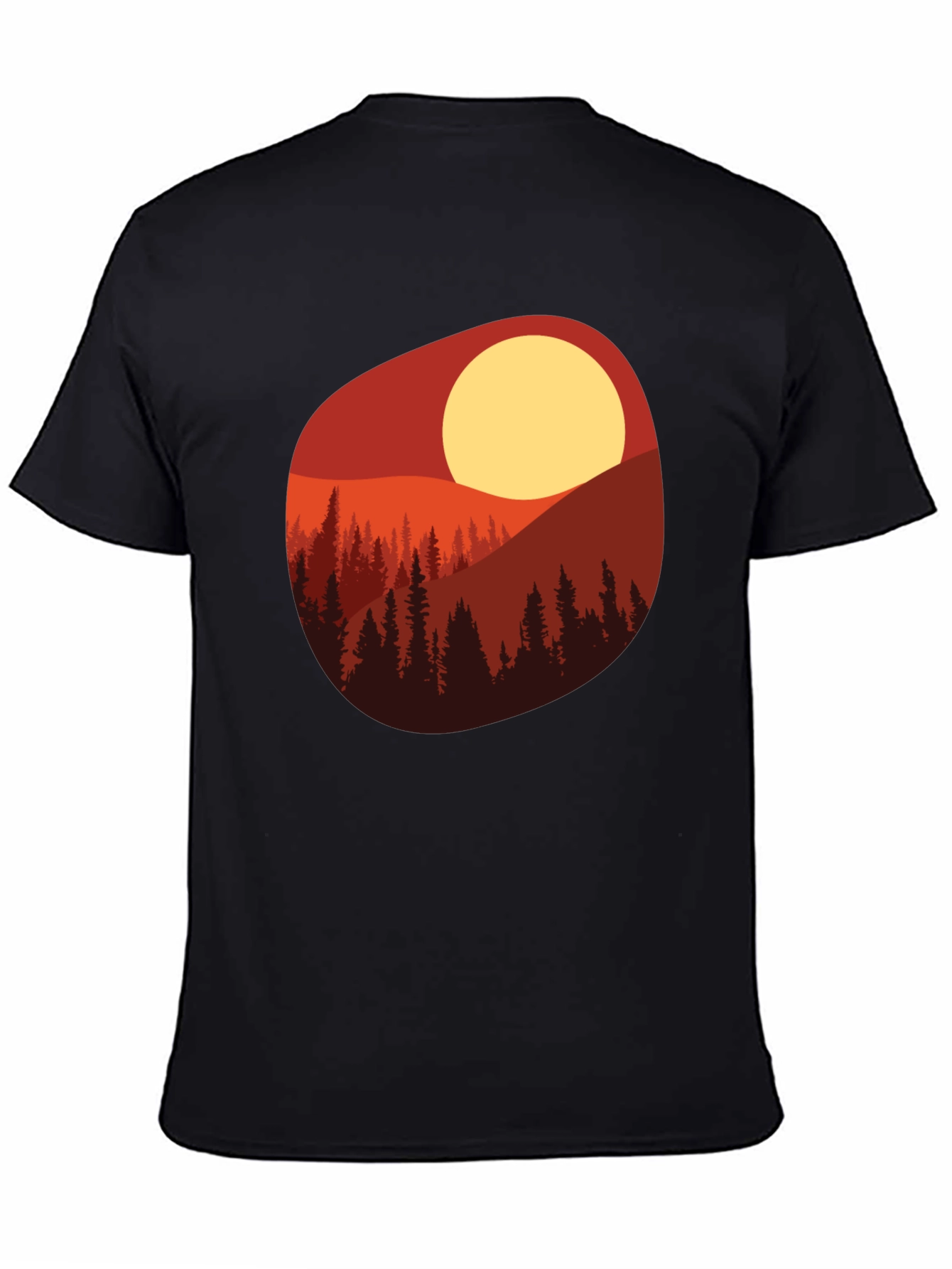 Sunset Mountain Scene Graphic Tee - Black