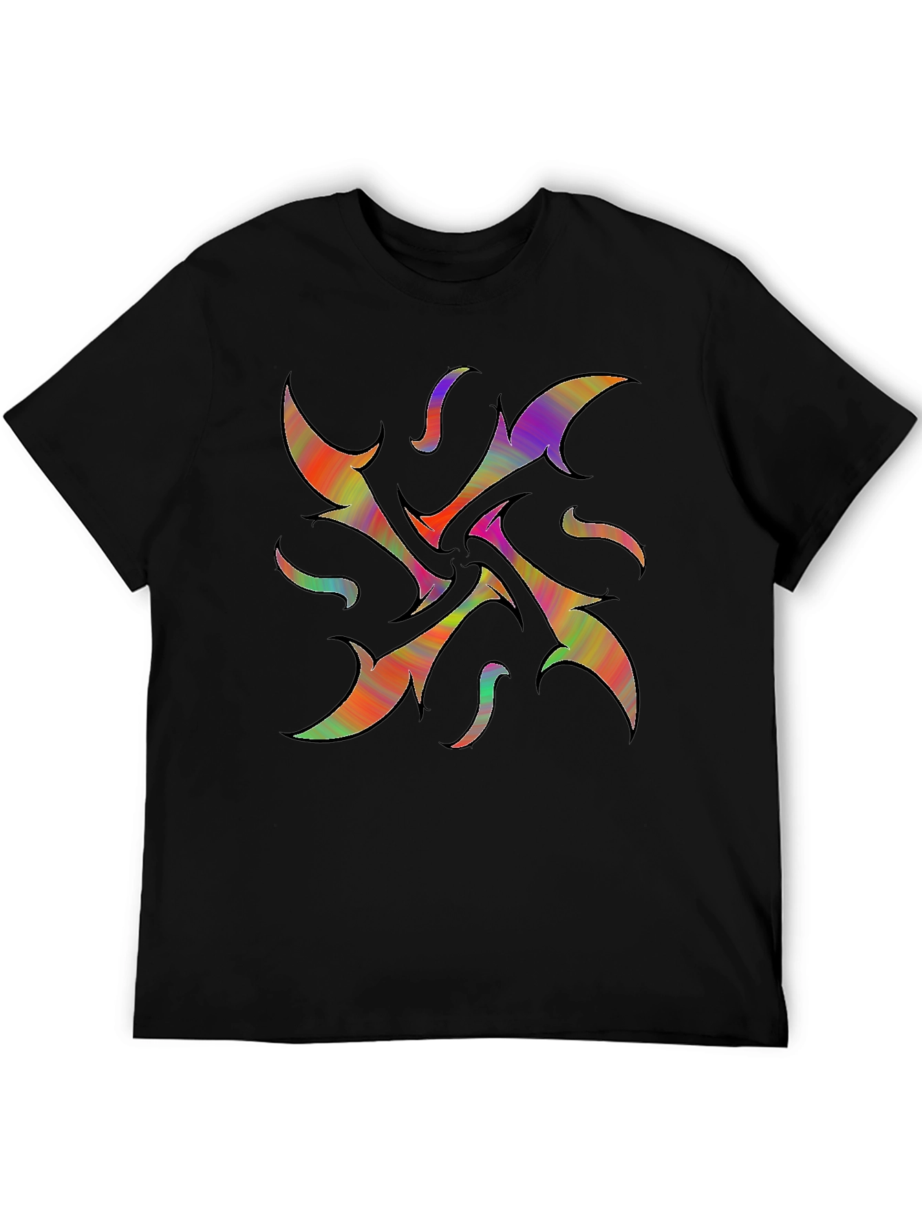 Vibrant Abstract Graphic Print Black T-Shirt