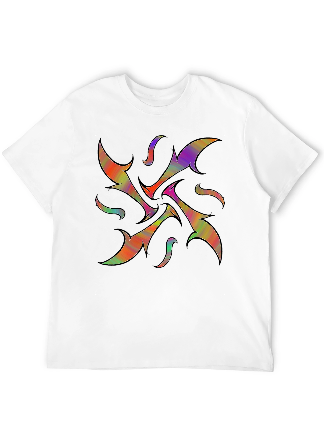 Vibrant Abstract Graphic Print Black T-Shirt