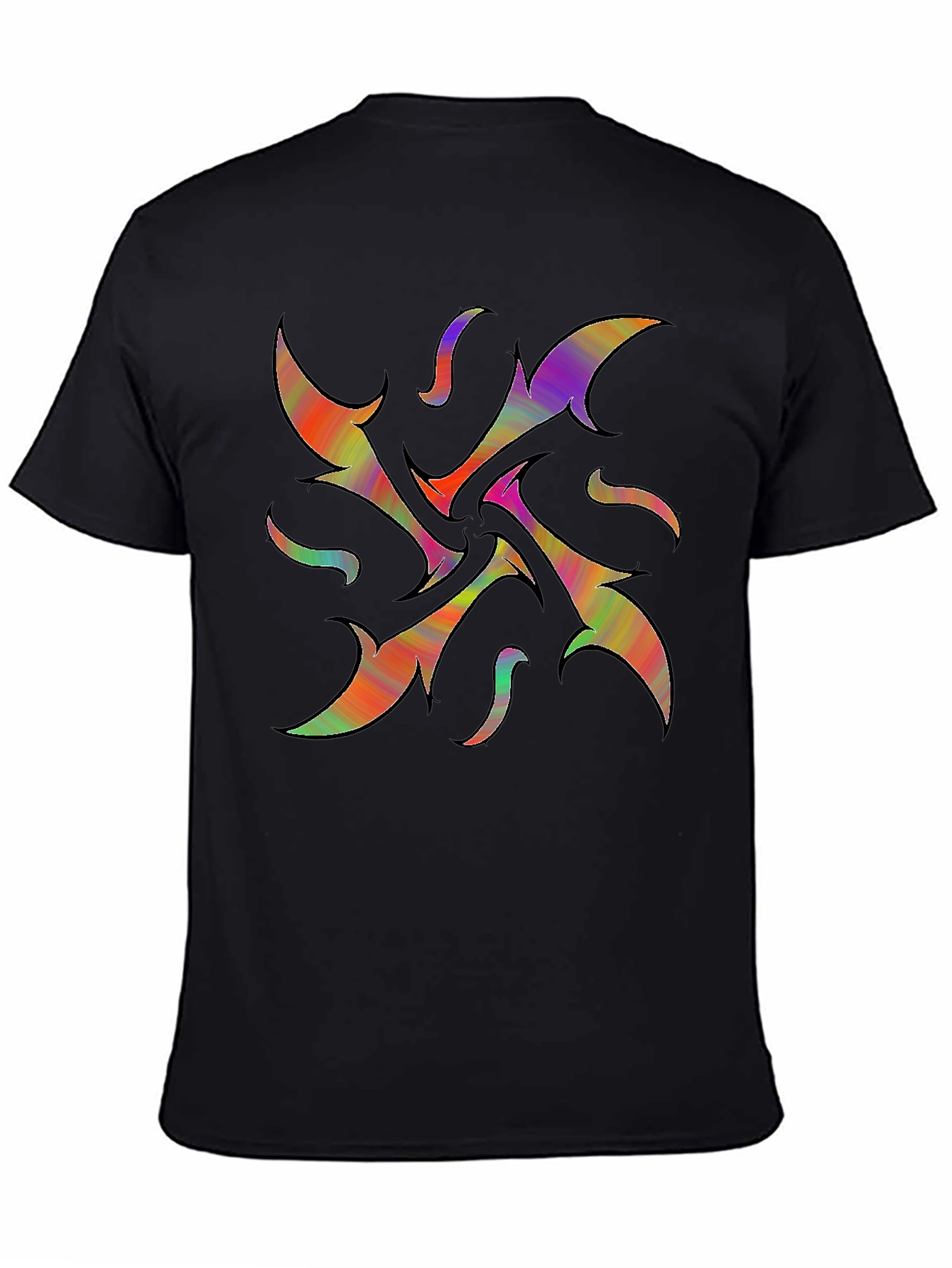 Vibrant Abstract Graphic Print Black T-Shirt