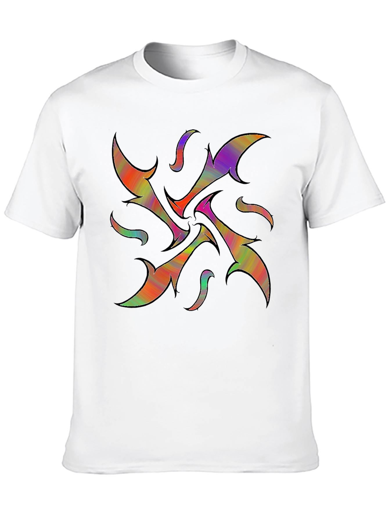 Vibrant Abstract Graphic Print Black T-Shirt