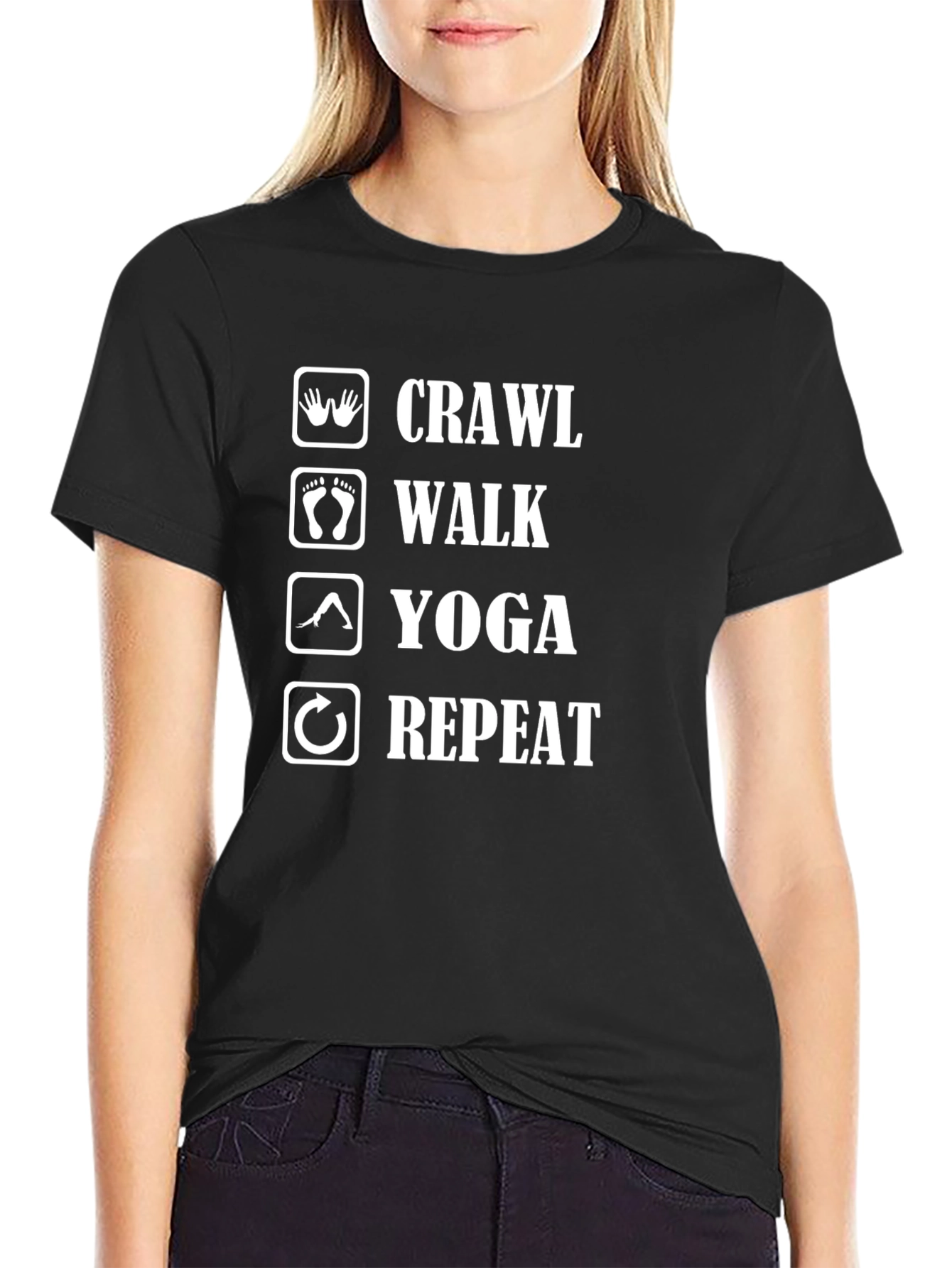 Crawl Walk Yoga Repeat Graphic T-Shirt