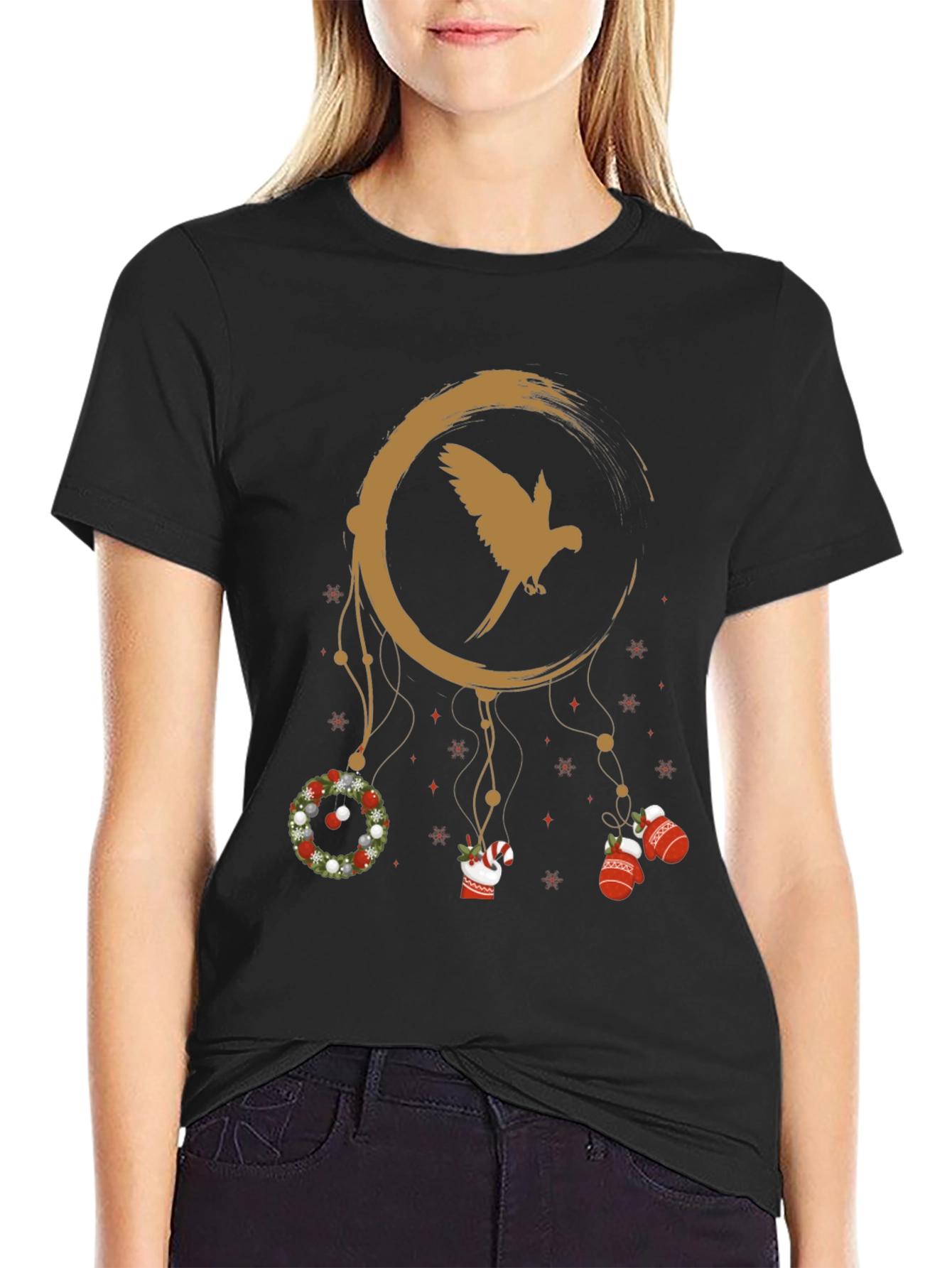 Festive Parrot Dreamcatcher Graphic Tee