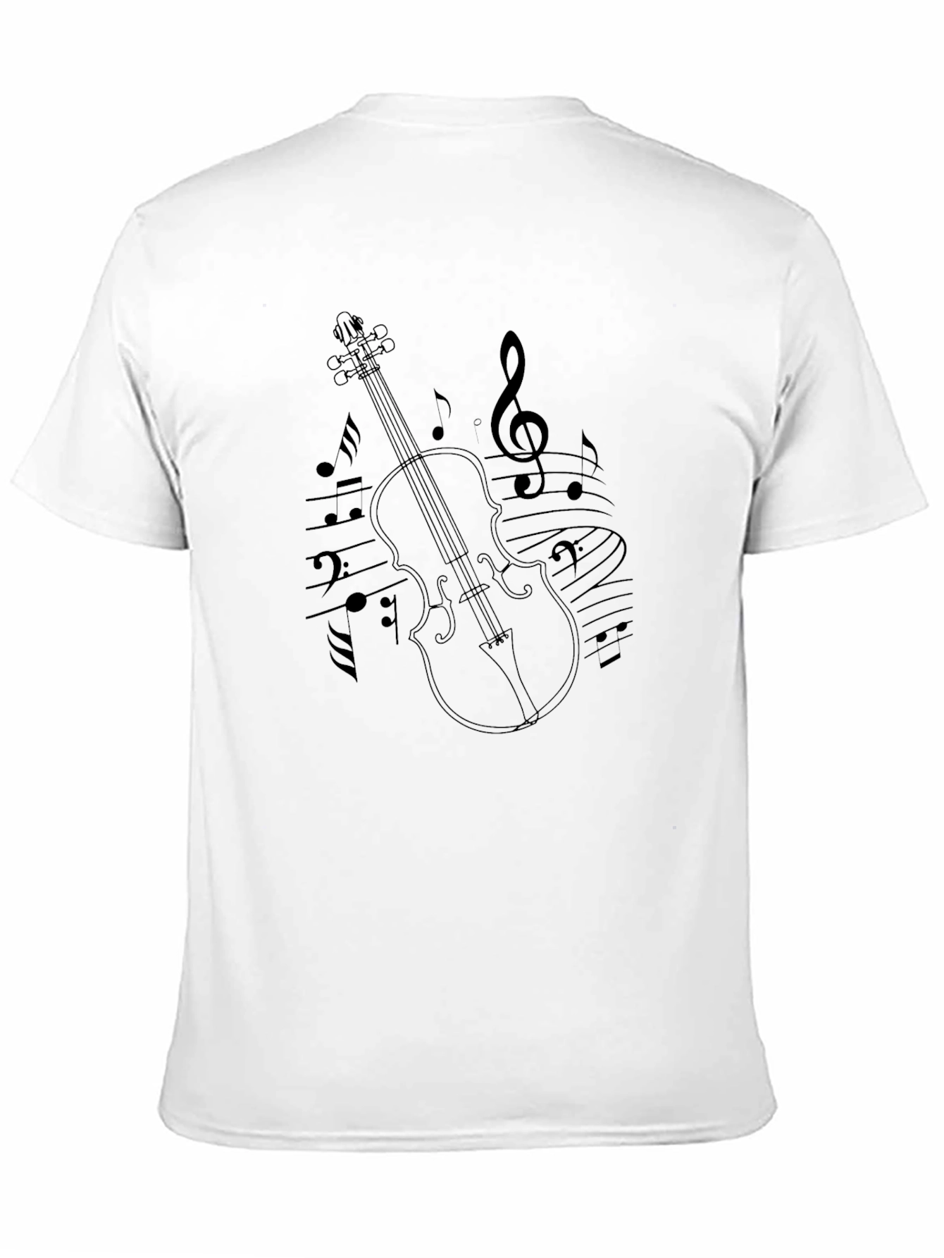 Violin & Music Notes Graphic Black T-Shirt