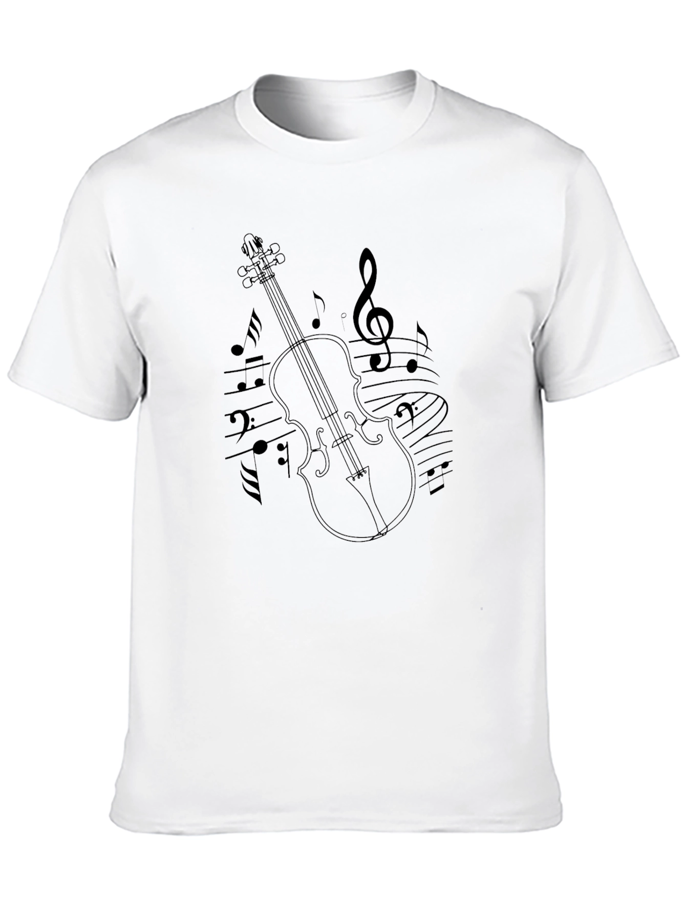 Violin & Music Notes Graphic Black T-Shirt